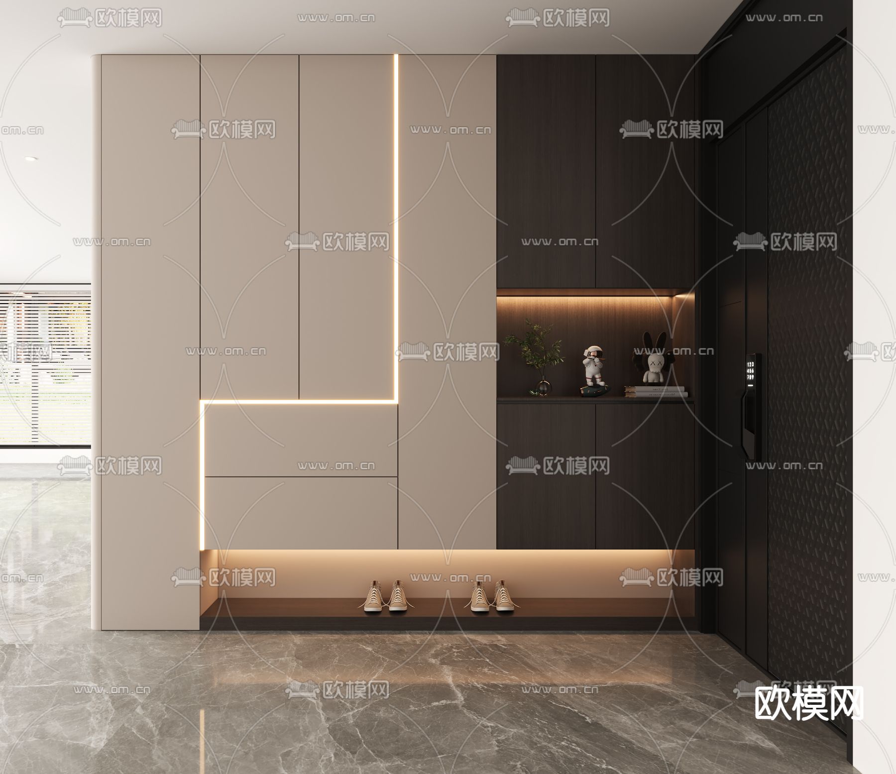 现代玄关柜 鞋柜3d模型下载