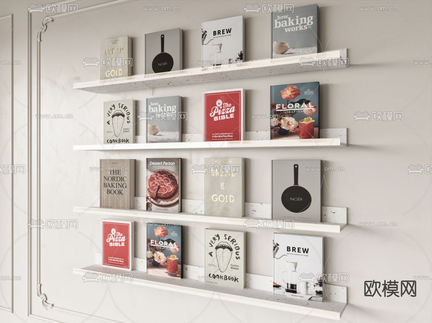 现代装饰书架 书本书籍su模型下载（渲染图2）