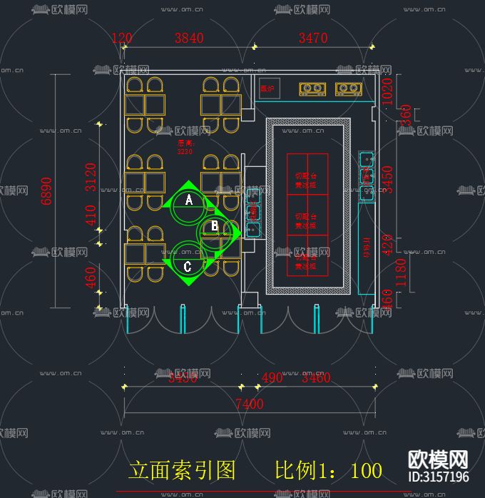 快餐店cad施工图下载（渲染图5）