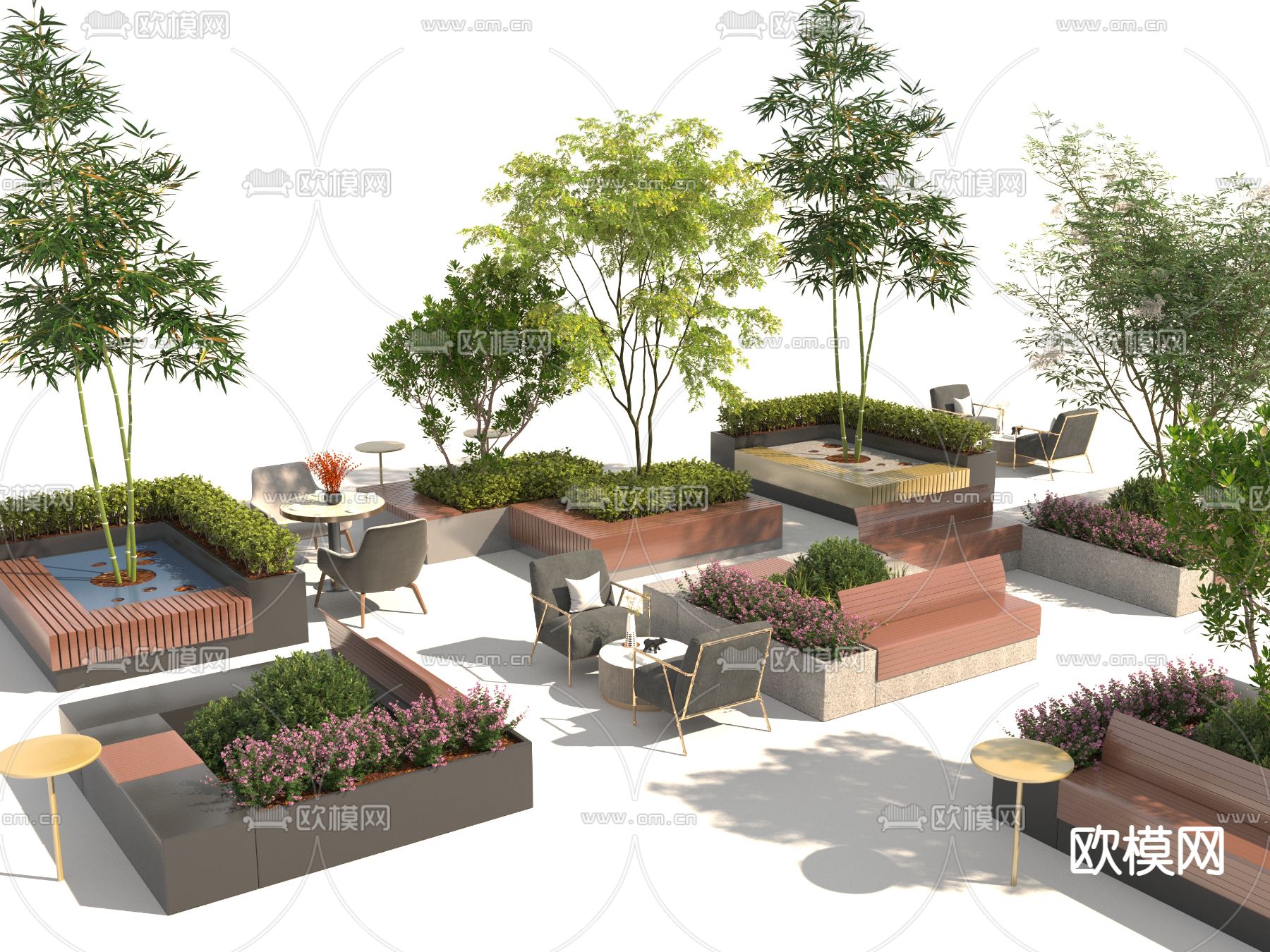 户外椅 树池椅 公园椅 公共椅3d模型下载