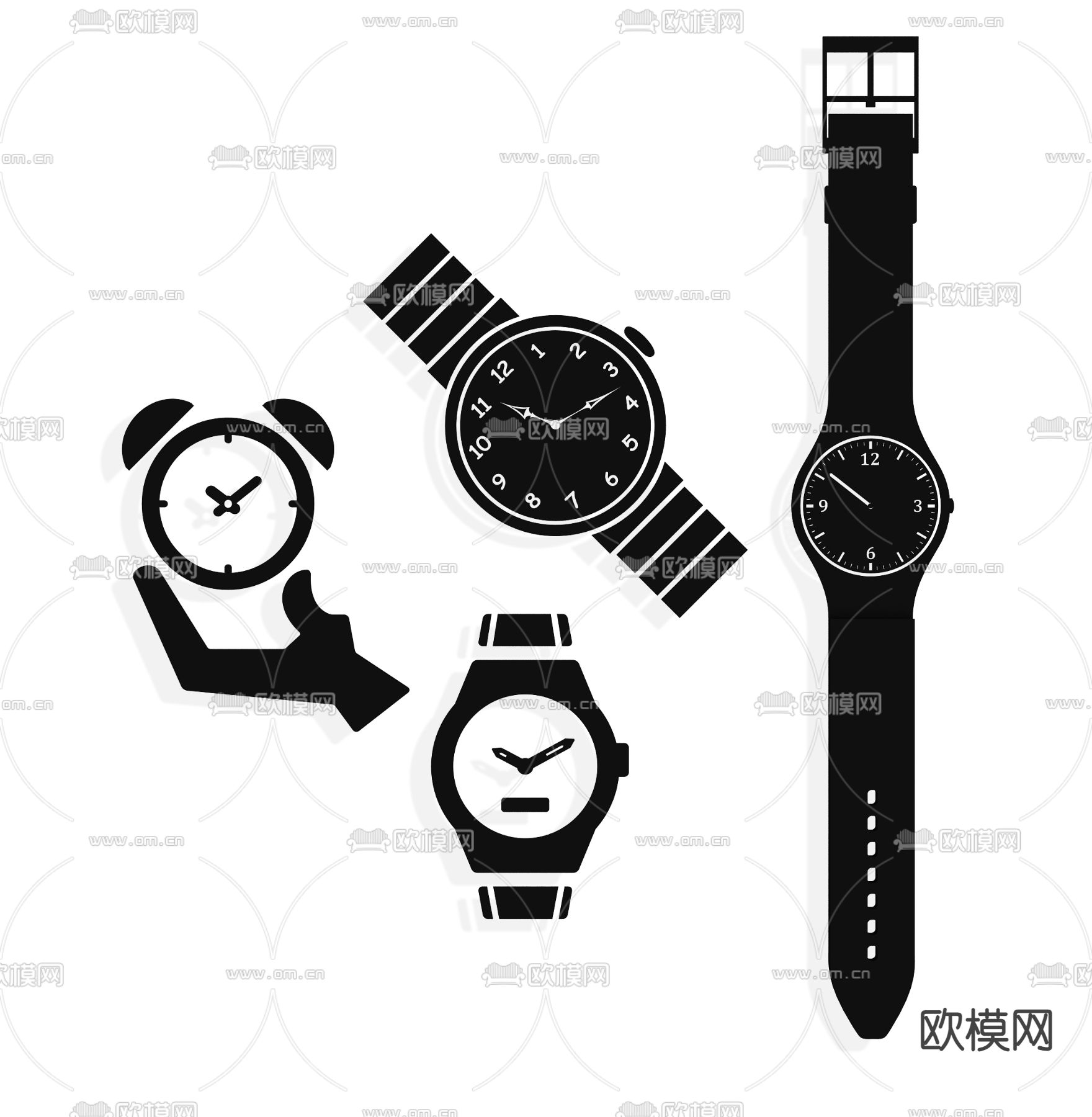 手表 时钟 电子表 图标3d模型下载