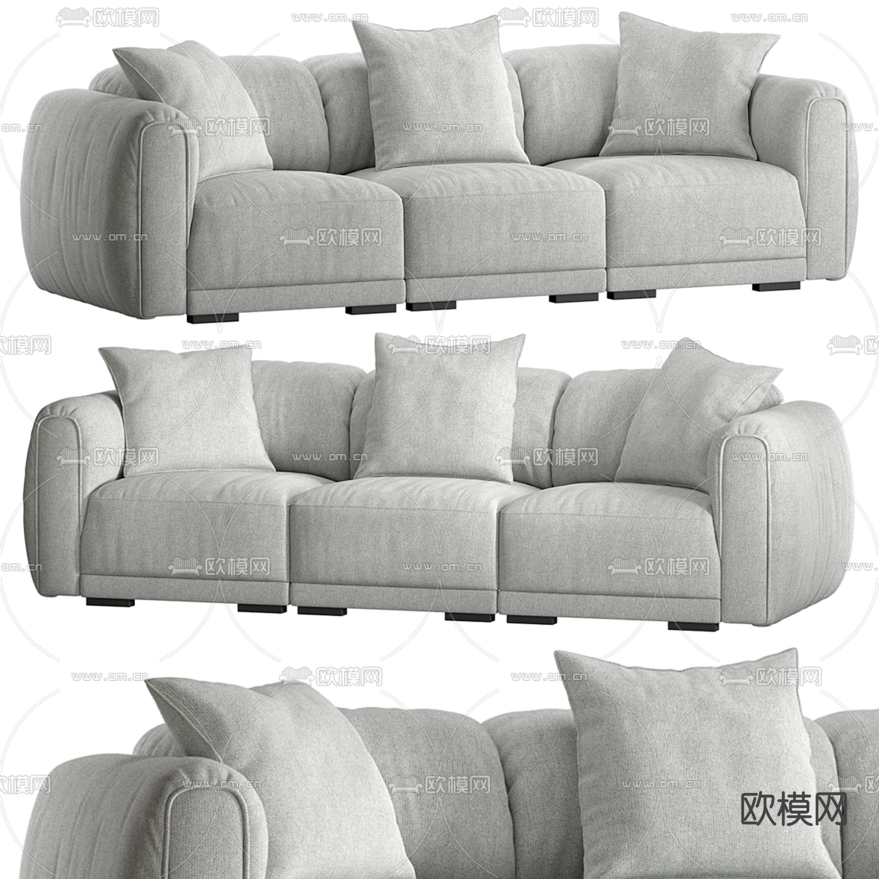 Dantonehome 三人沙发3d模型下载