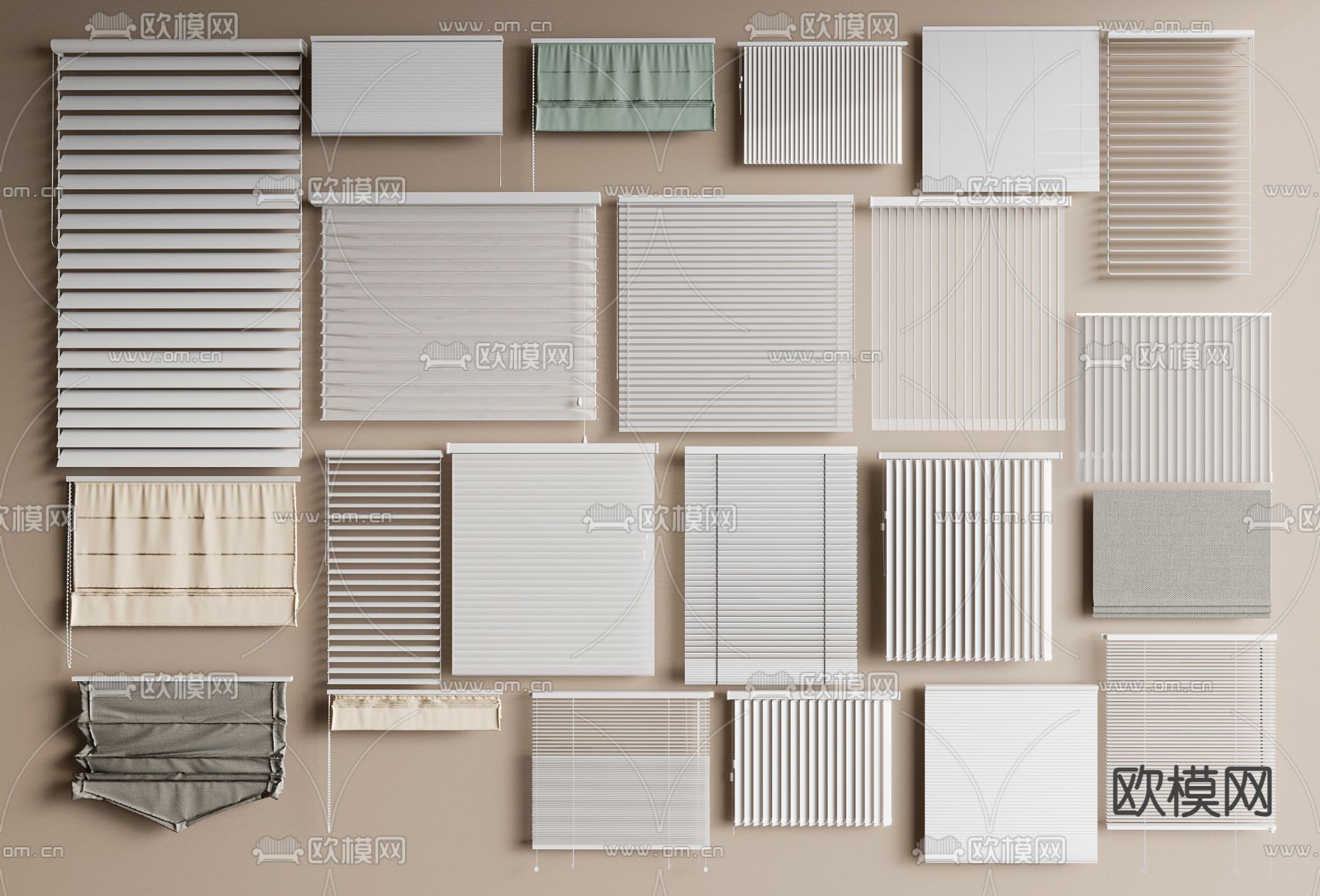 现代窗帘 百叶帘3d模型下载