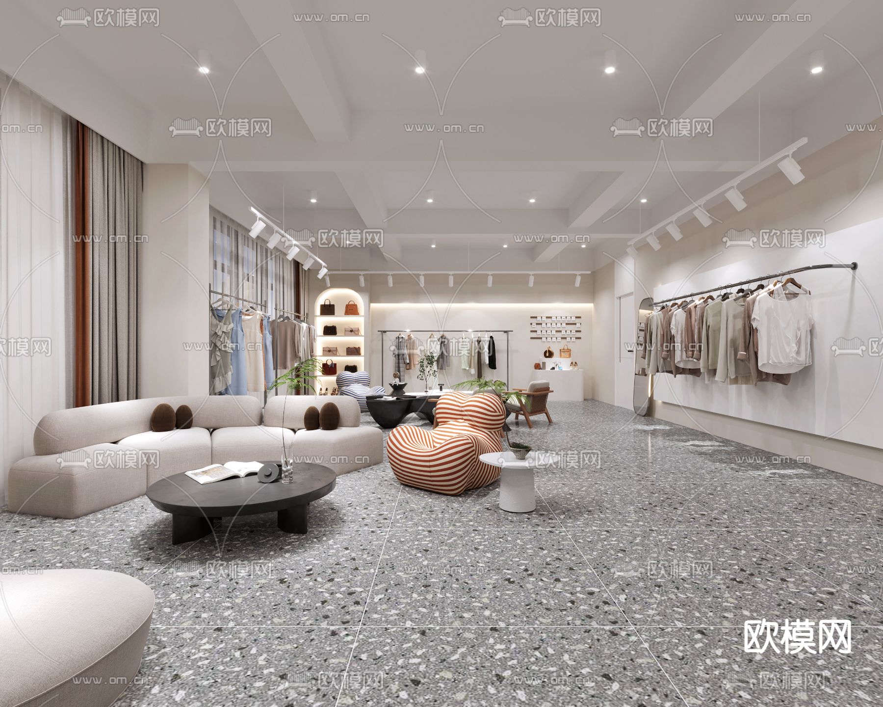 现代女装服装店3d模型下载（渲染图2）