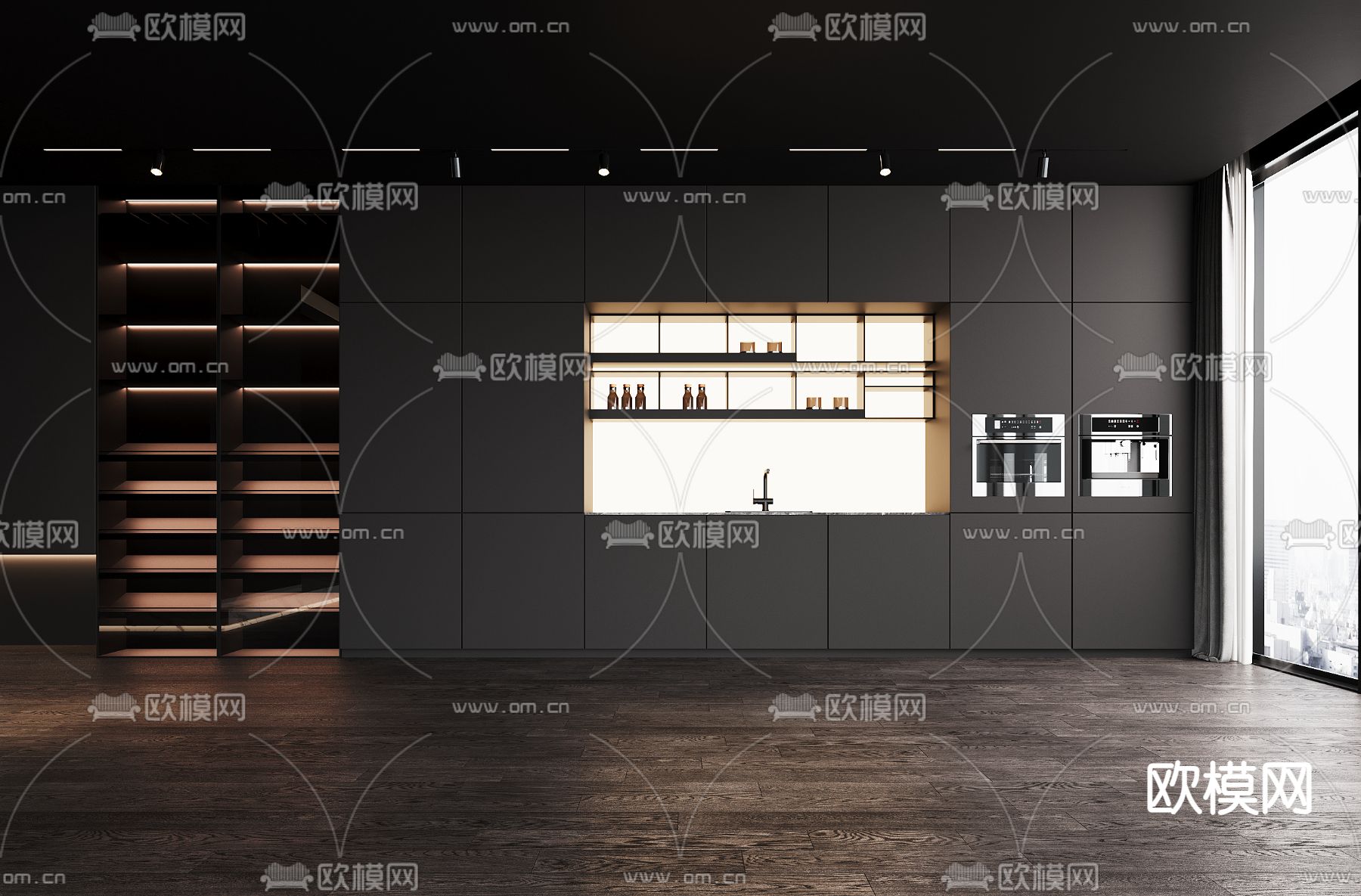 现代餐边柜3d模型下载