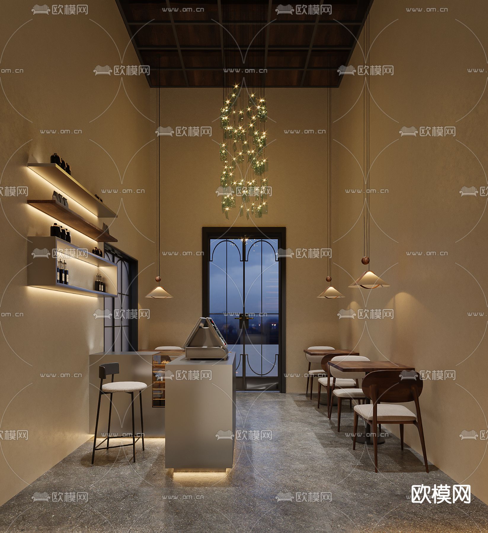 咖啡店 咖啡馆3d模型下载（渲染图2）