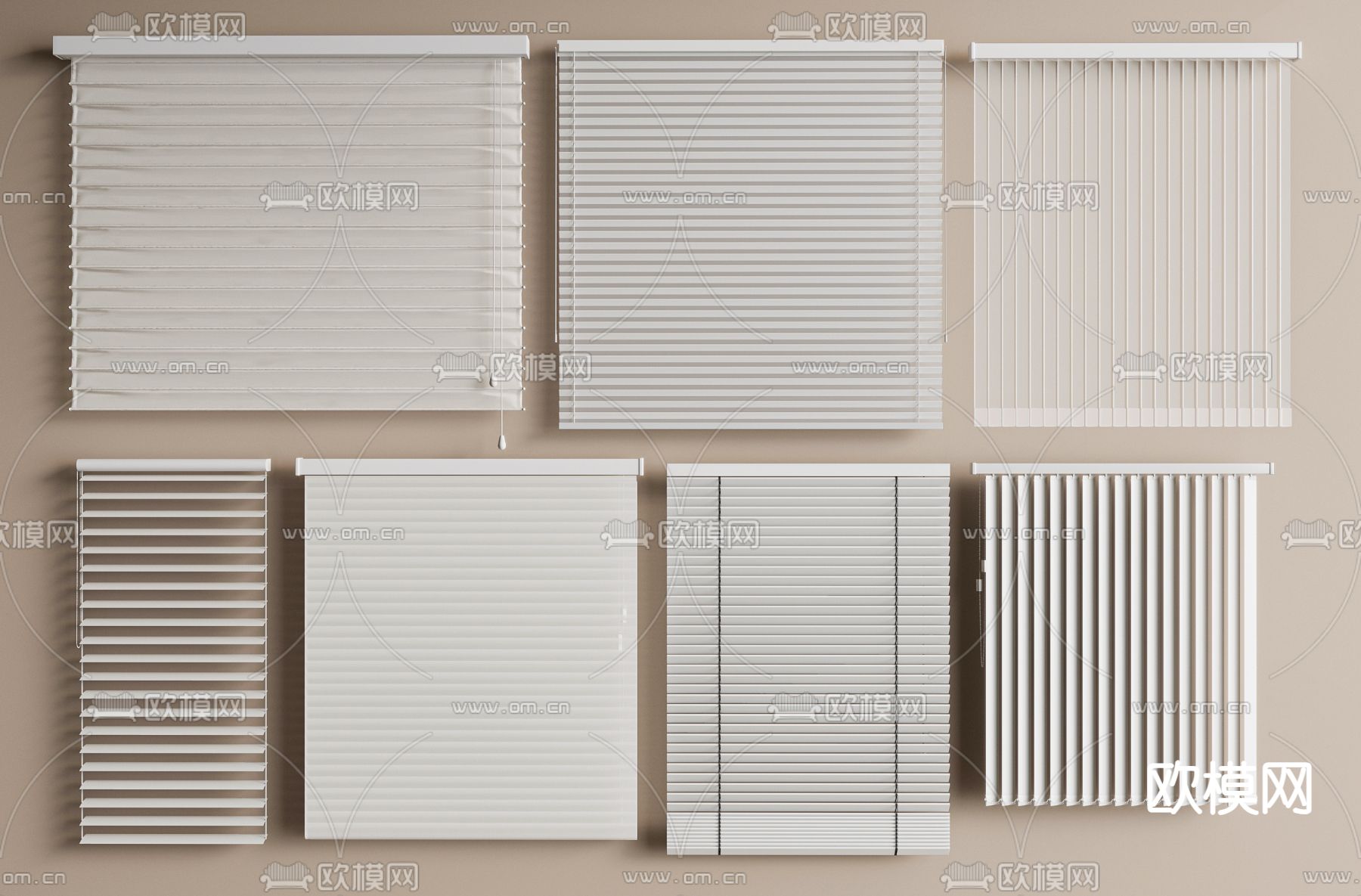 现代窗帘 百叶帘3d模型下载