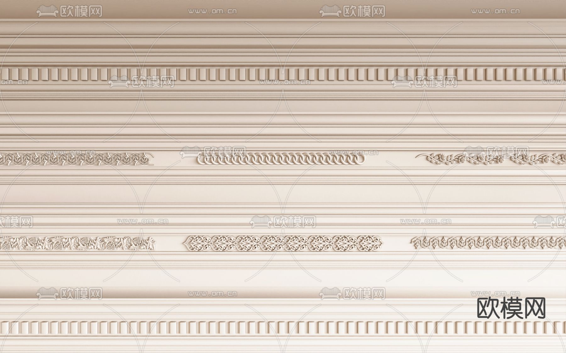 法式雕花线条 石膏线条3d模型下载