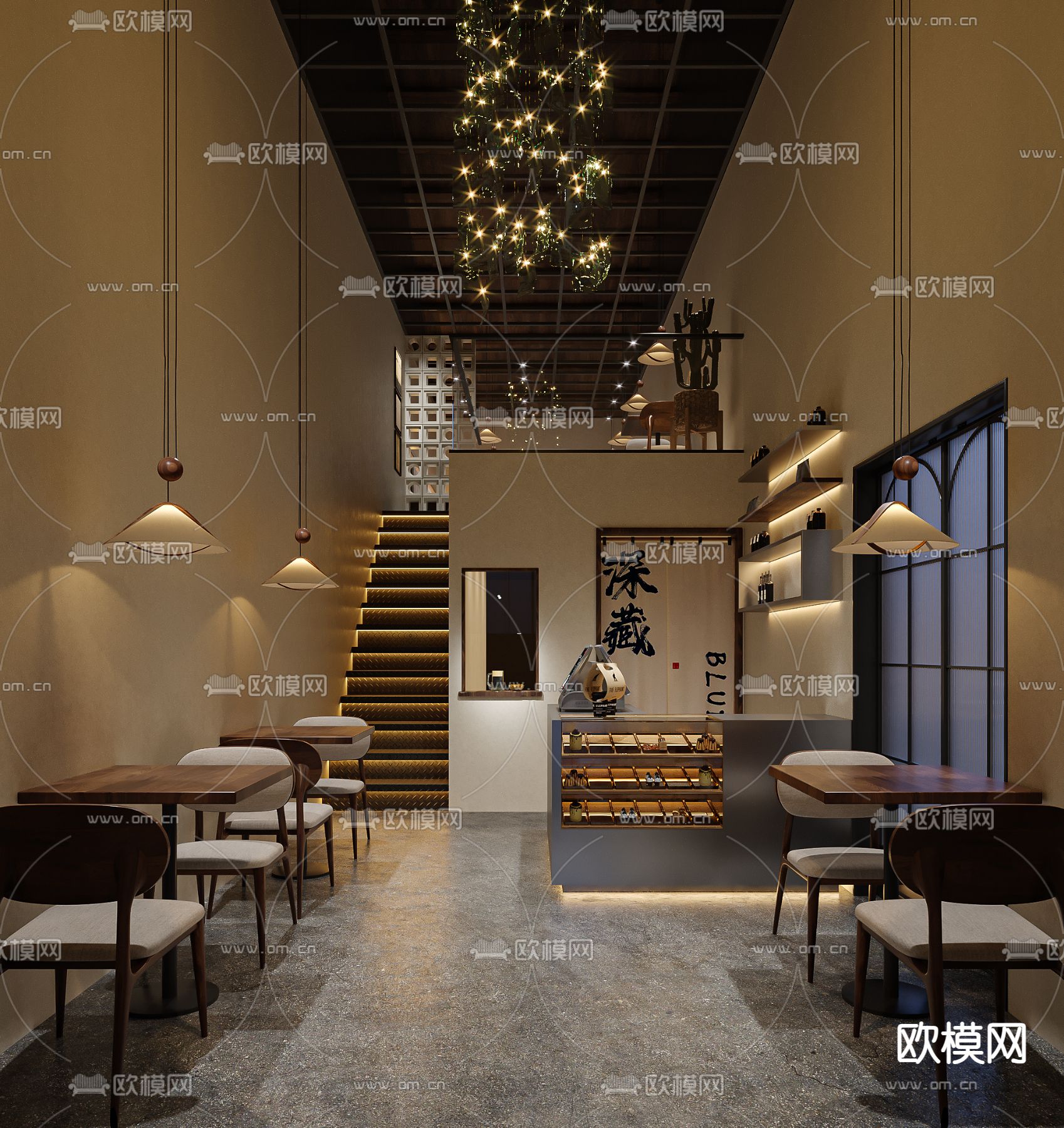 咖啡店 咖啡馆3d模型下载（渲染图1）