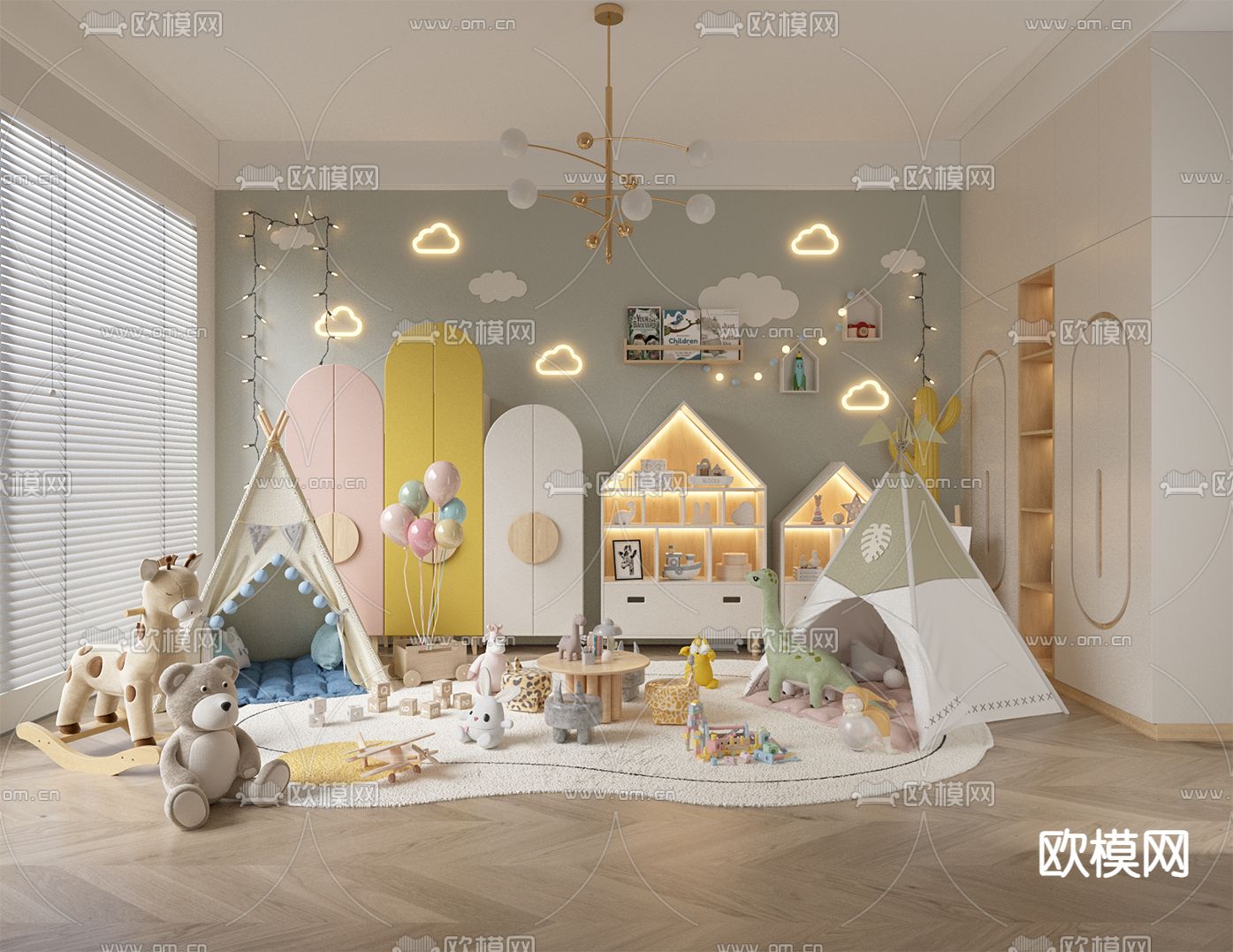 现代儿童玩具房su模型下载（渲染图2）