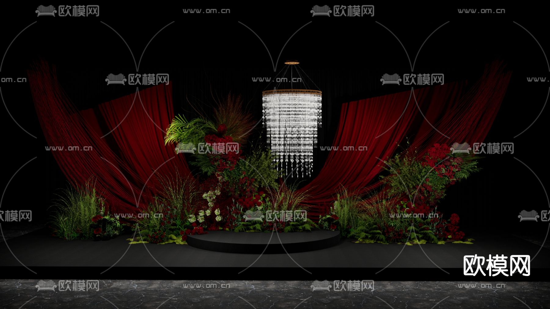 红色布幔 婚礼场景su模型下载（渲染图5）