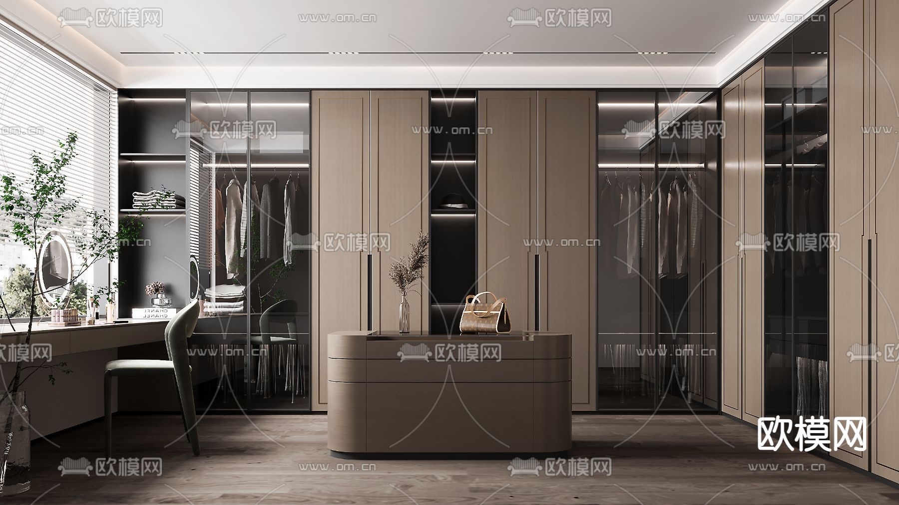 新中式衣帽间3d模型下载