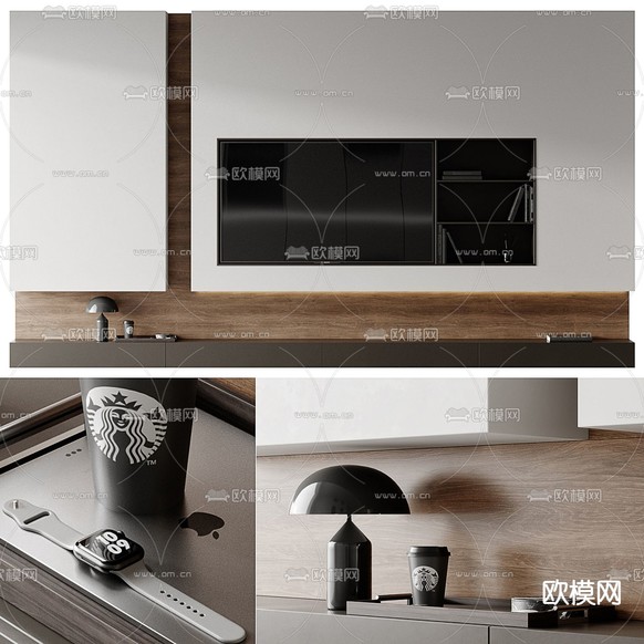 电视背景3d模型下载(渲染图1)