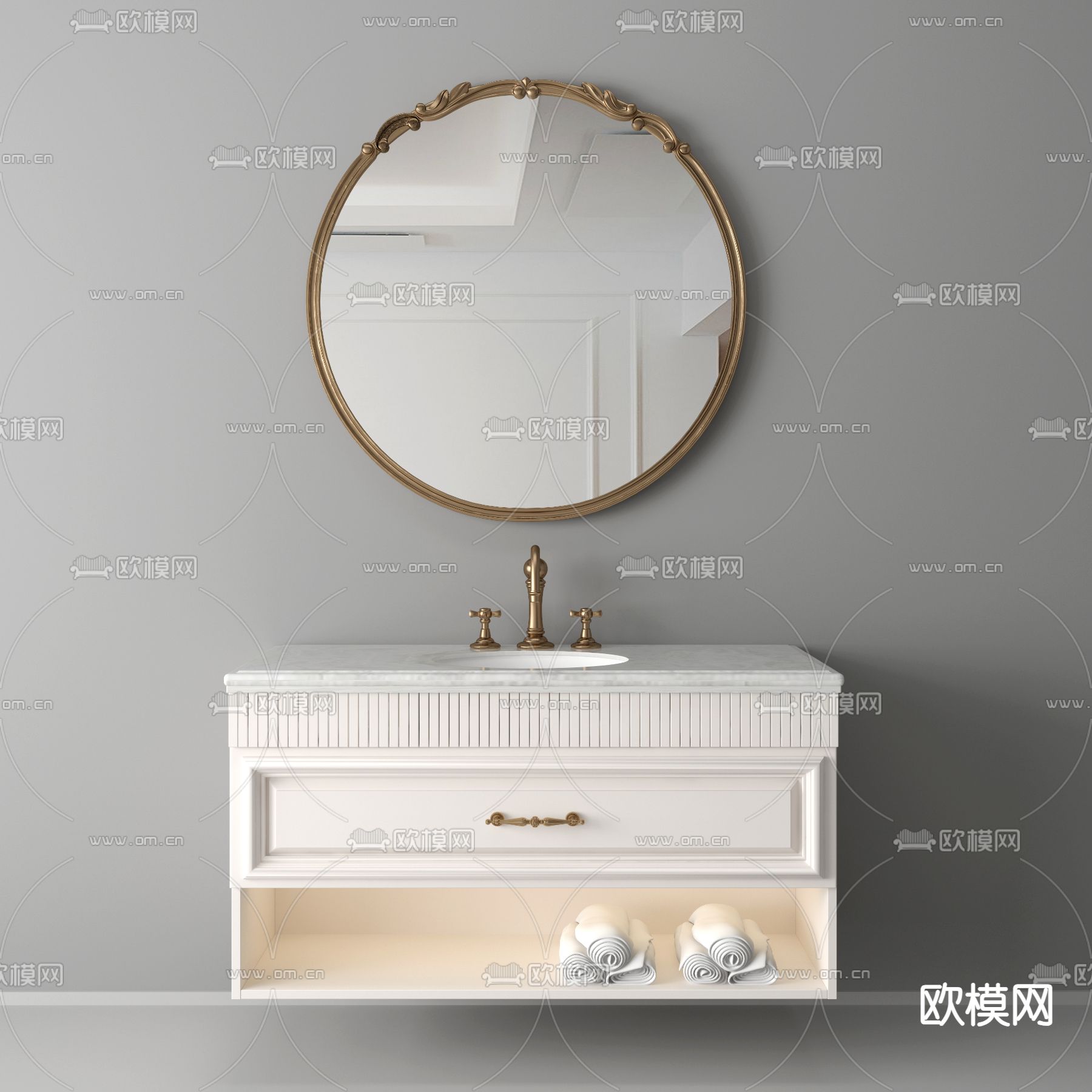 欧式卫浴柜 浴室柜 洗手台3d模型下载