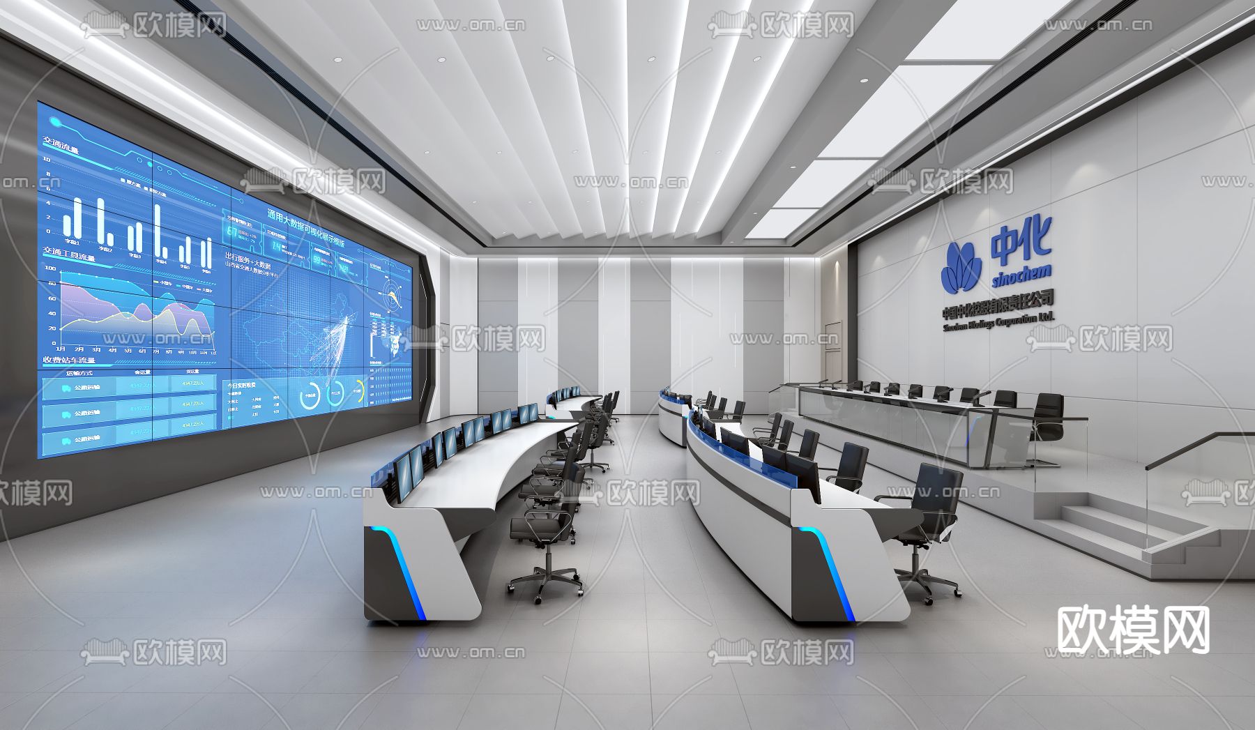 指挥中心 监控室su模型下载（渲染图3）