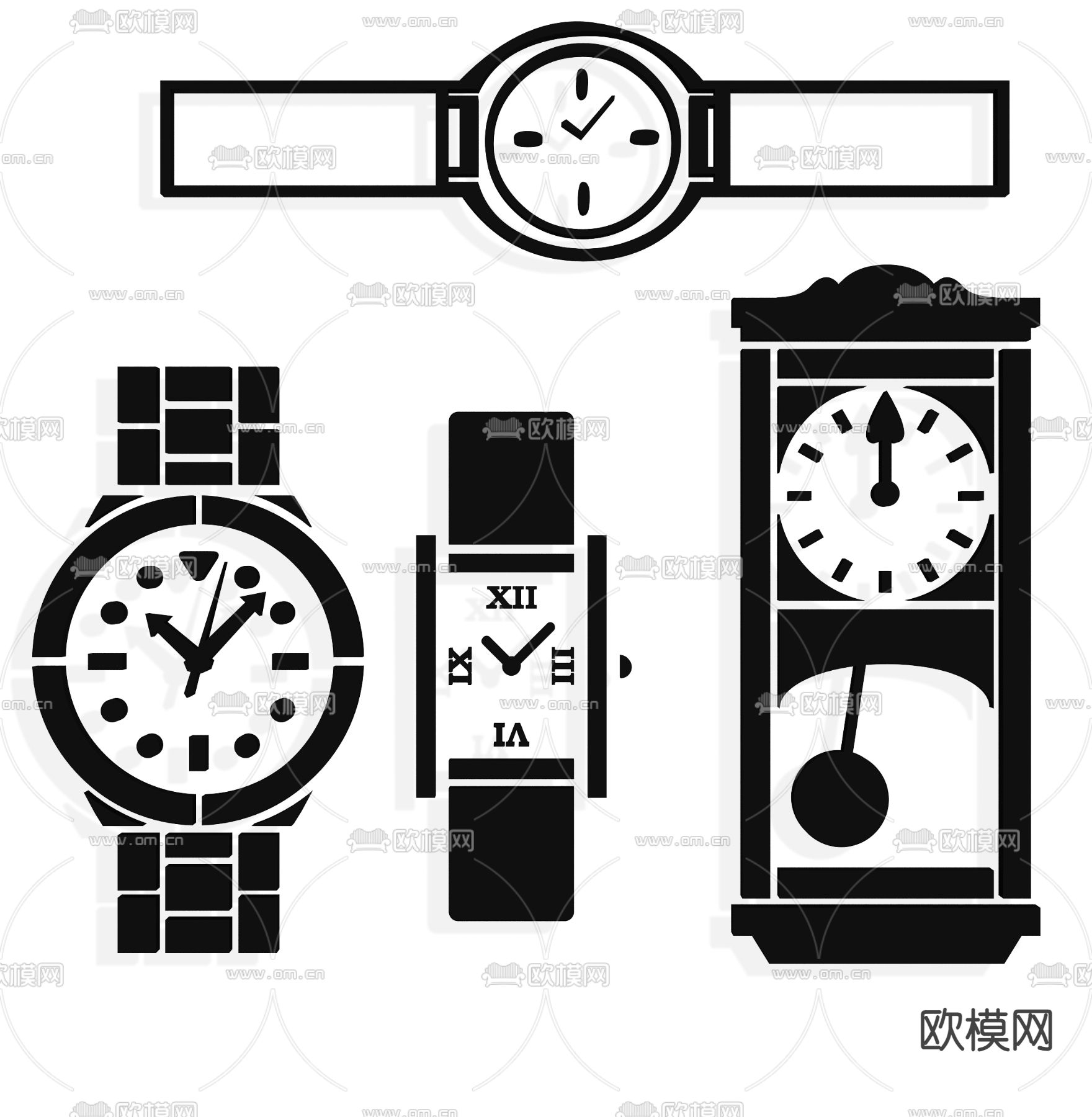 手表 时钟 图标3d模型下载