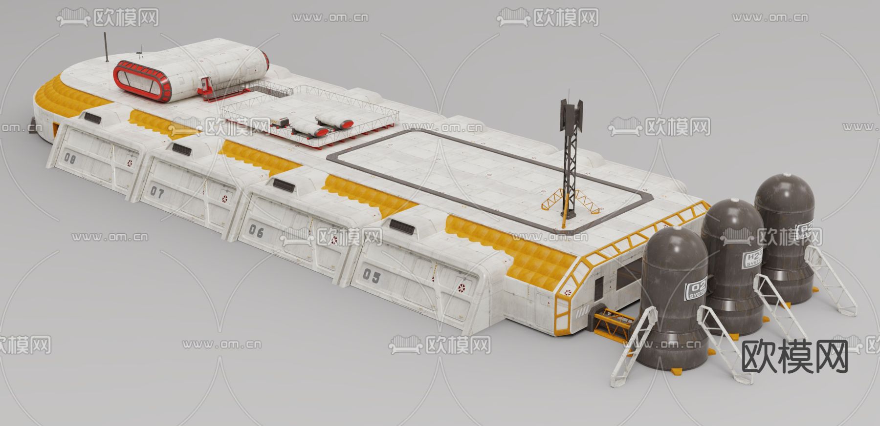 月球基地 太空基地3d模型下载（渲染图2）