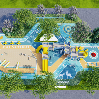  现代儿童游乐区su模型 