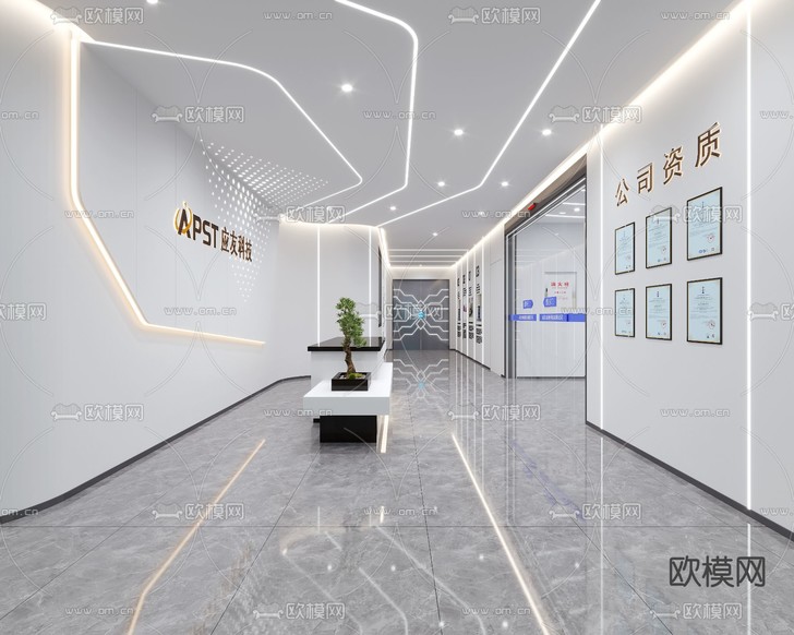 前台大厅 前台接待3d模型下载(渲染图2)