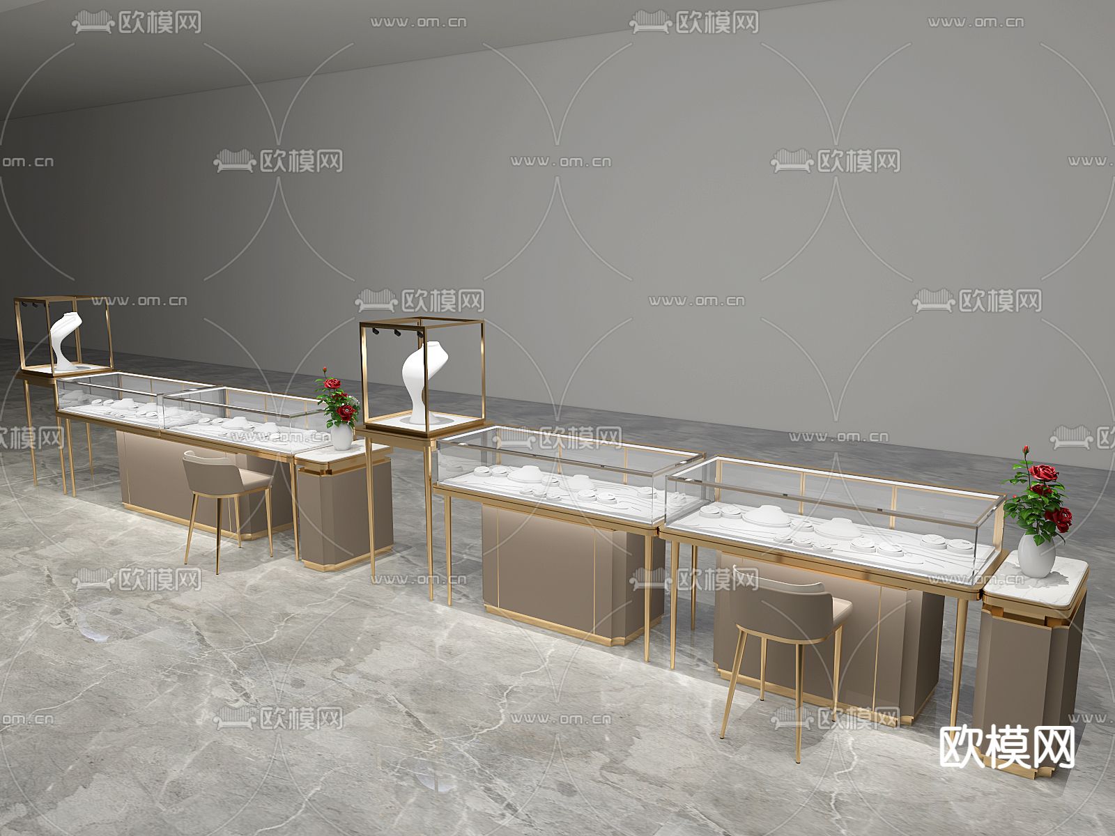 珠宝柜 首饰柜 中岛台3d模型下载