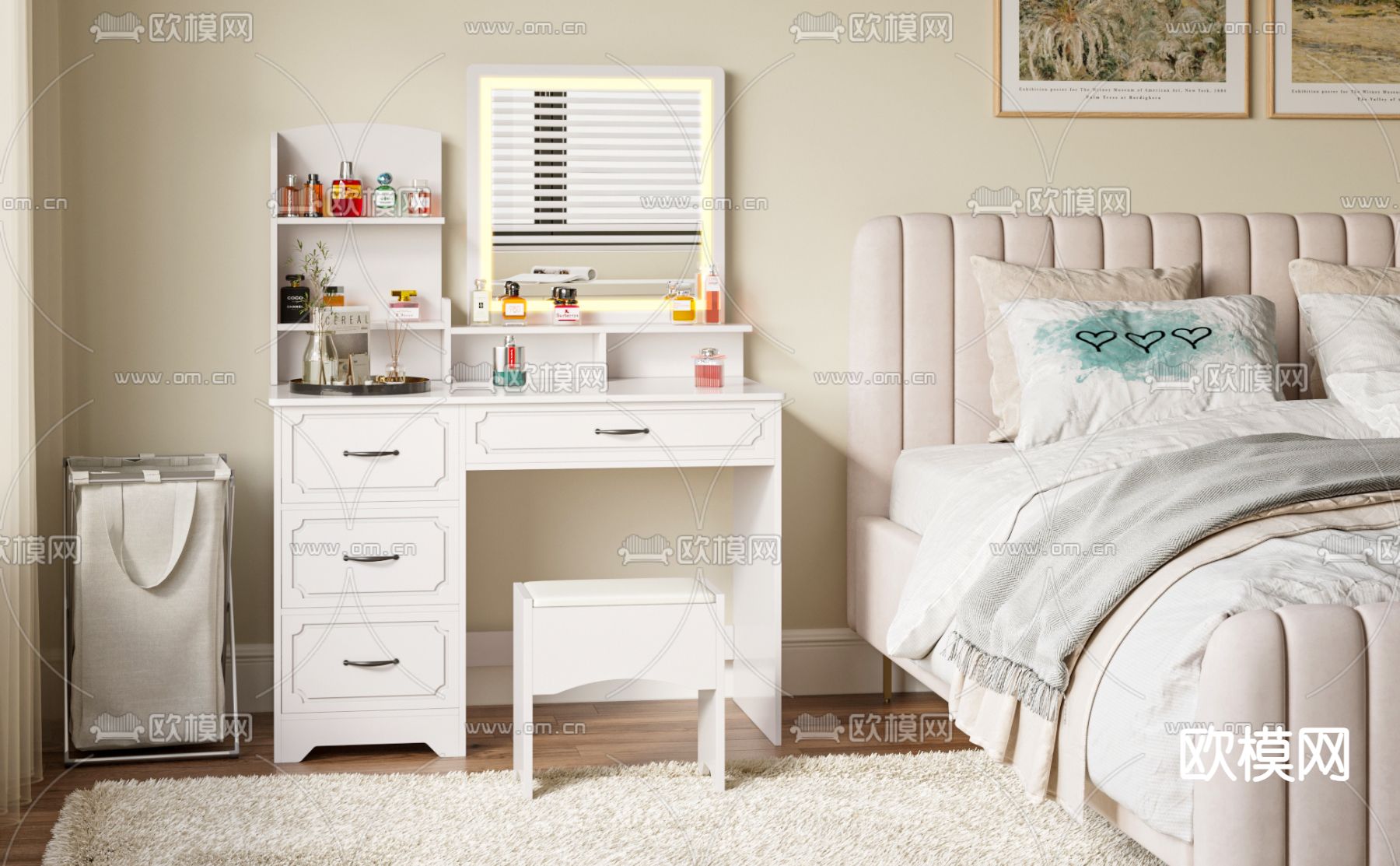 北欧梳妆台 化妆桌3d模型下载