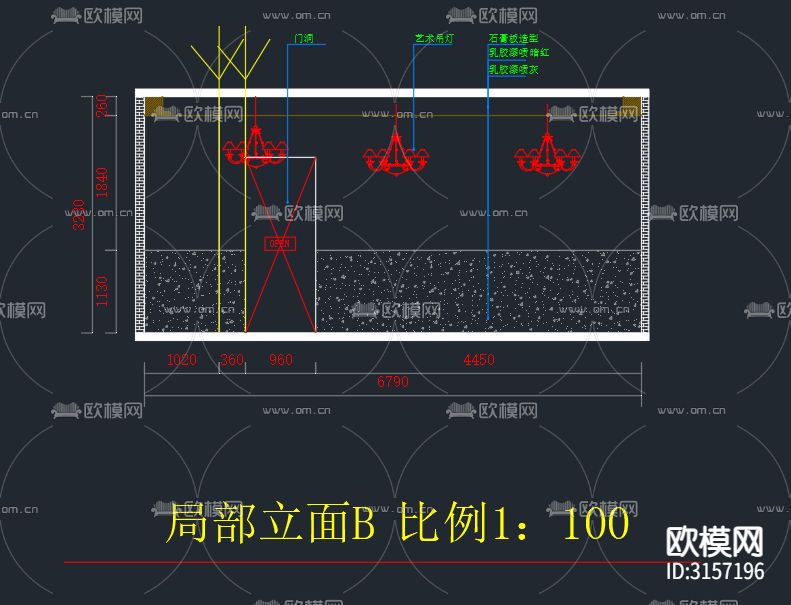 快餐店cad施工图下载（渲染图2）