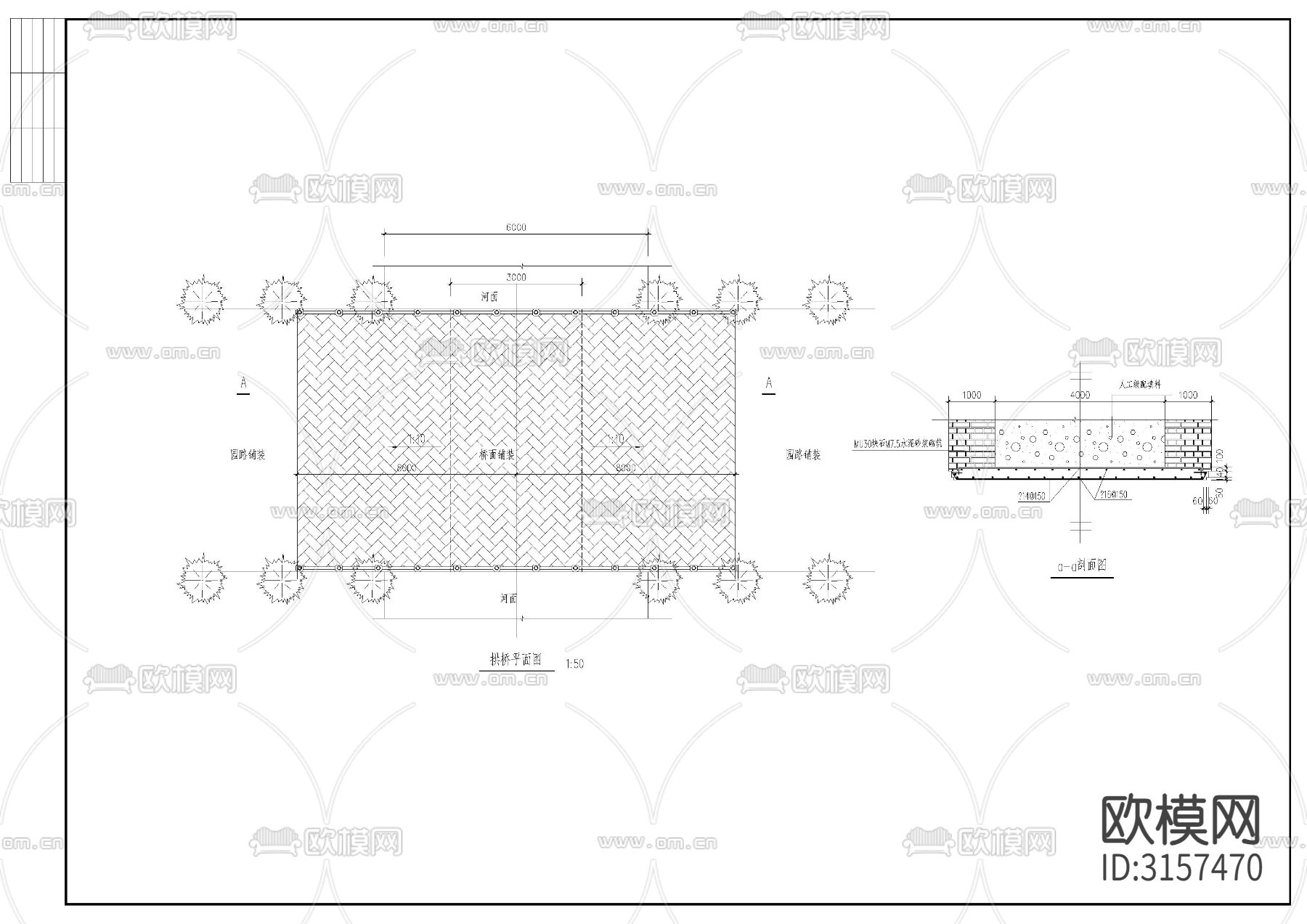 古典石桥建筑图cad大样图下载（渲染图6）