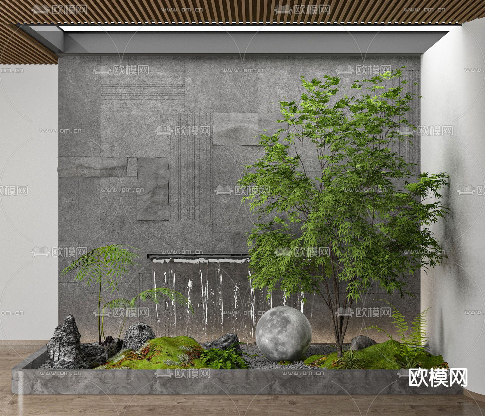 室内造景 山石水景3d模型下载