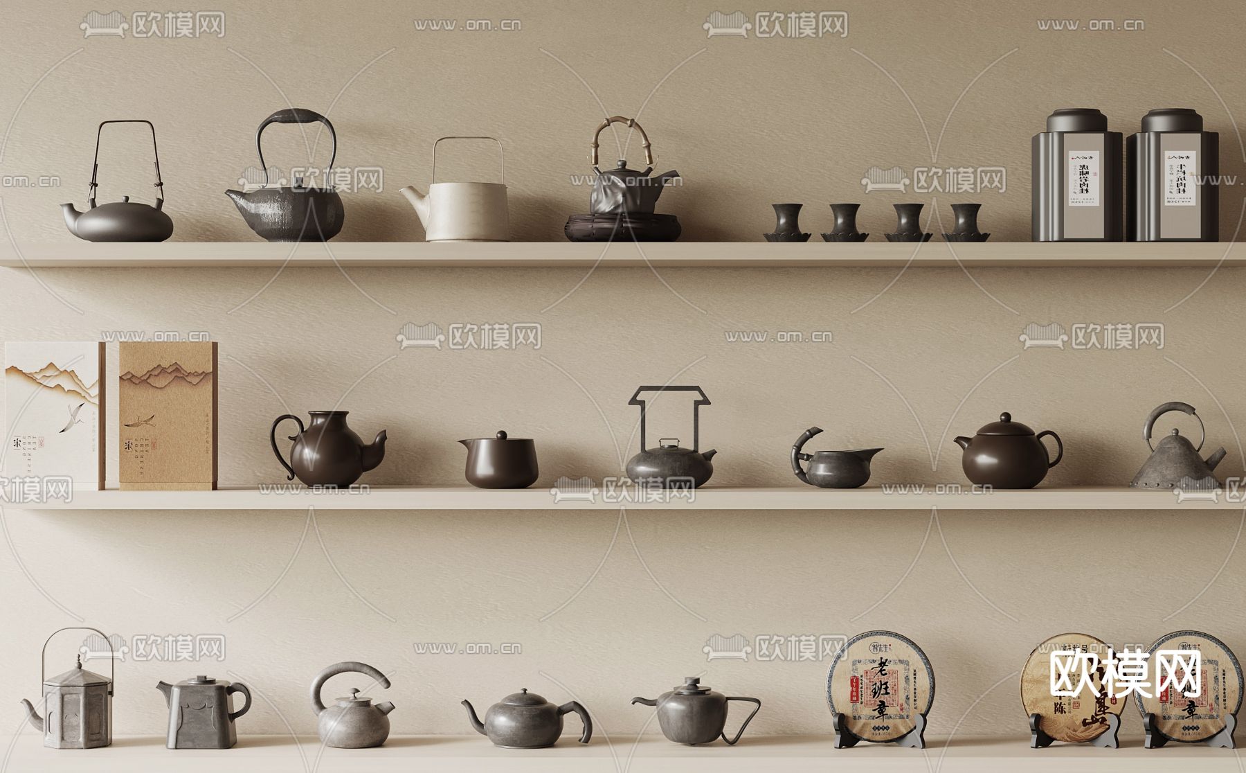 新中式饰品 茶具摆件su模型下载（渲染图2）