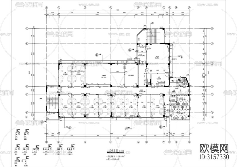 外國語學校新建綜合樓工程建筑cad施工圖下載(渲染圖3)