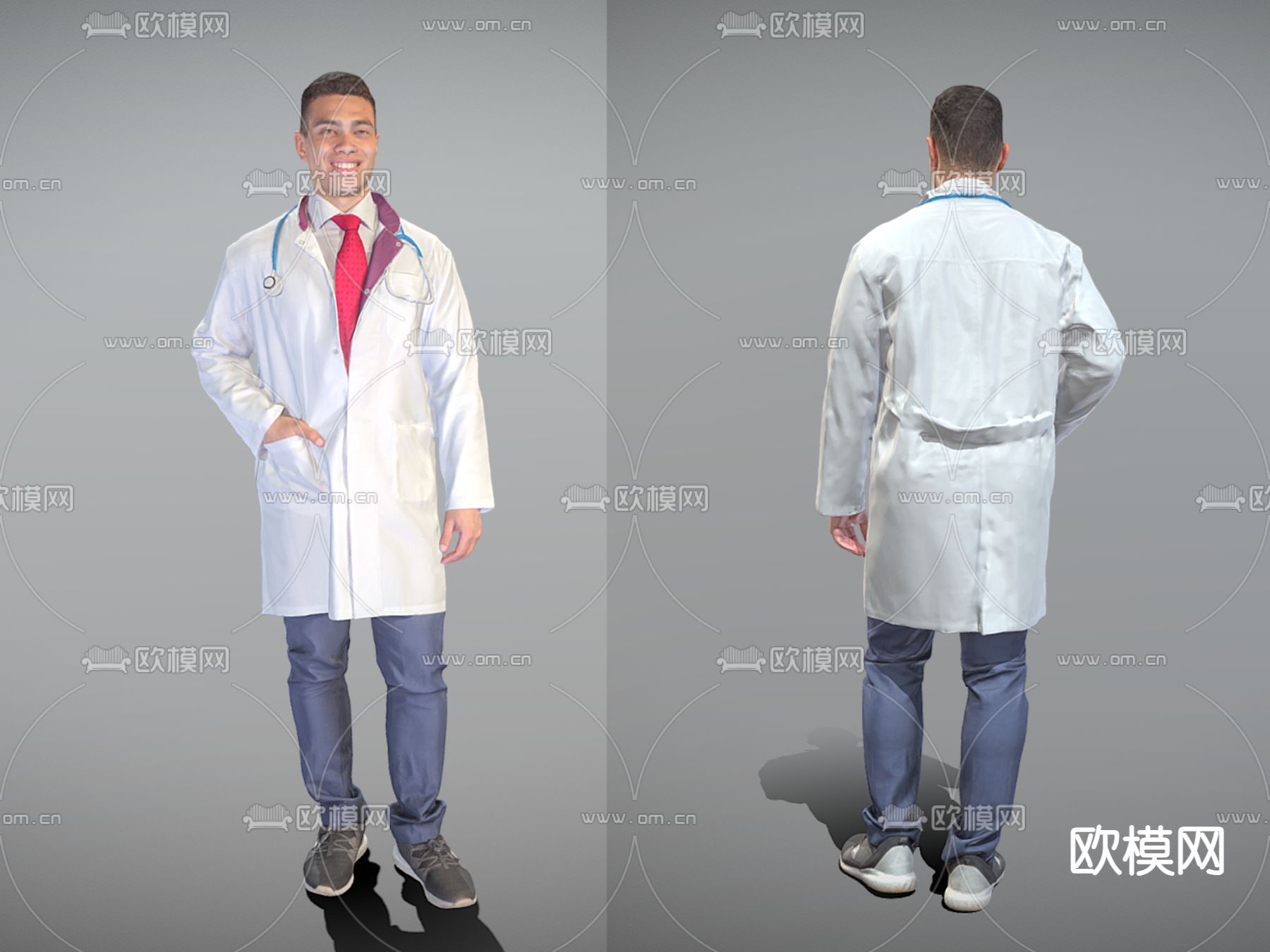 男医生 主治医生 医护人员3d模型下载（渲染图1）