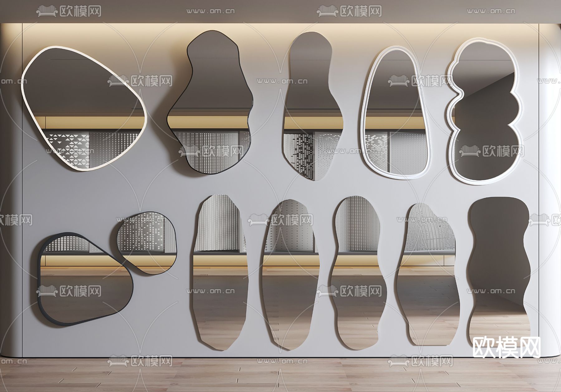 镜子 异形镜 全身镜 洗浴镜3d模型下载