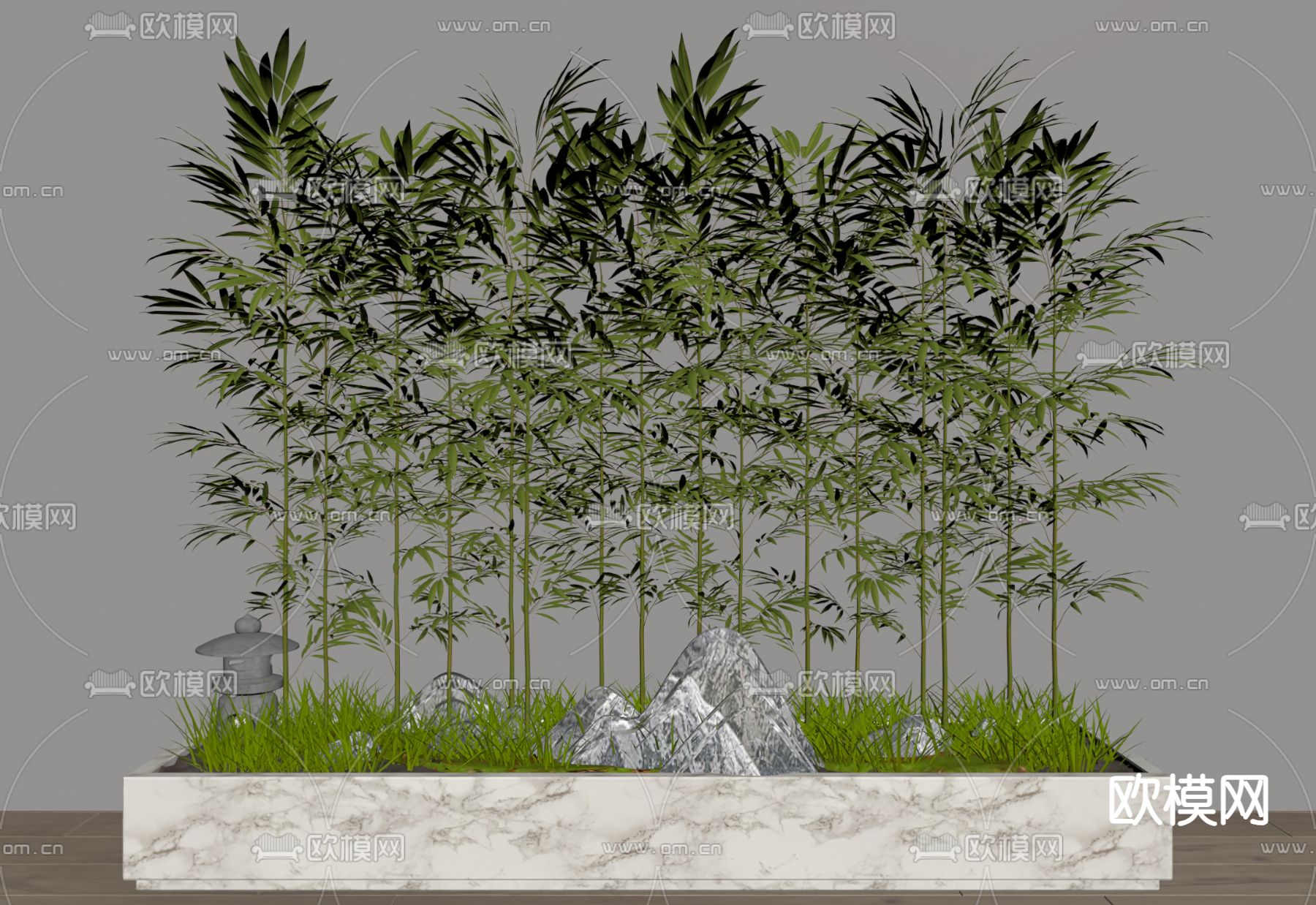 新中式竹子su模型下载（渲染图1）