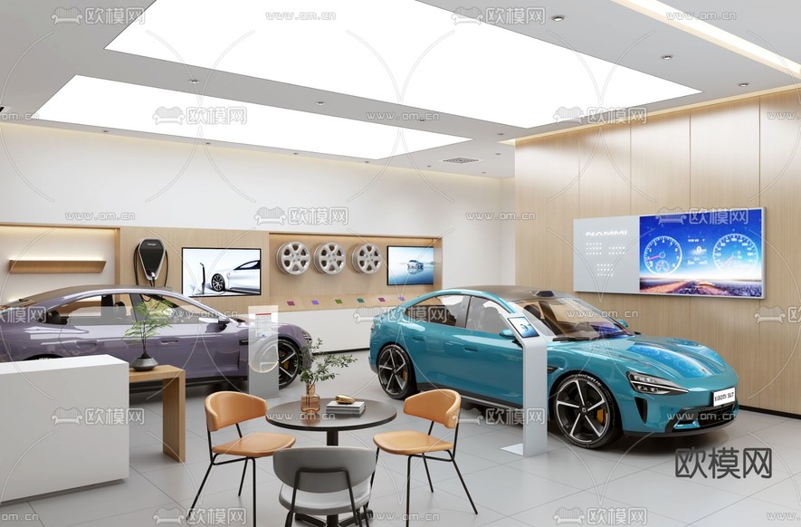 小米su7 新能源汽车 汽车展厅su模型下载(渲染图3)