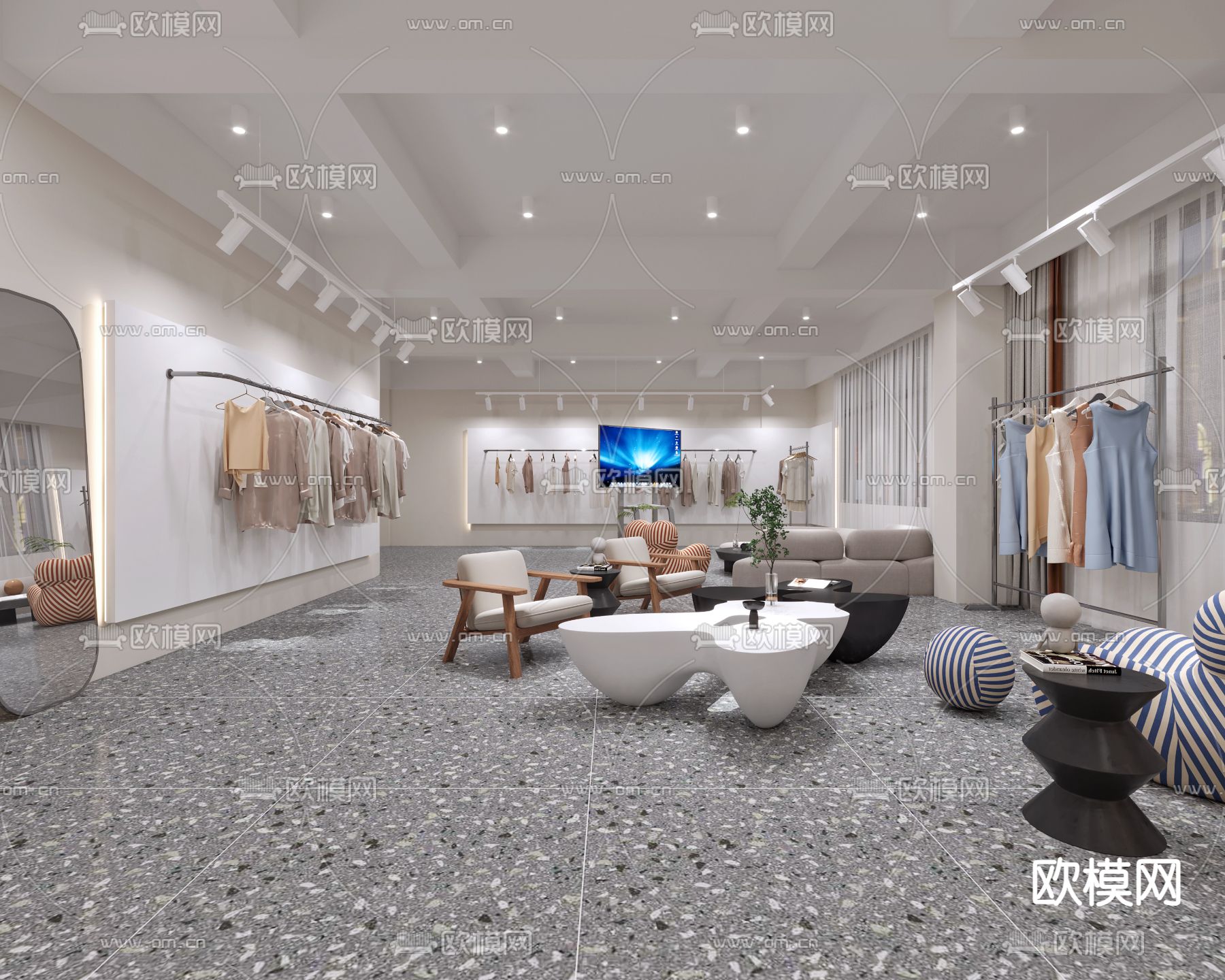 现代女装服装店3d模型下载（渲染图1）