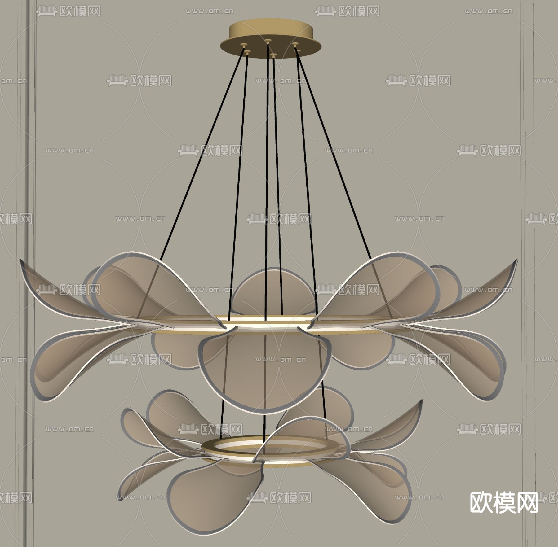 现代双层吊灯su模型