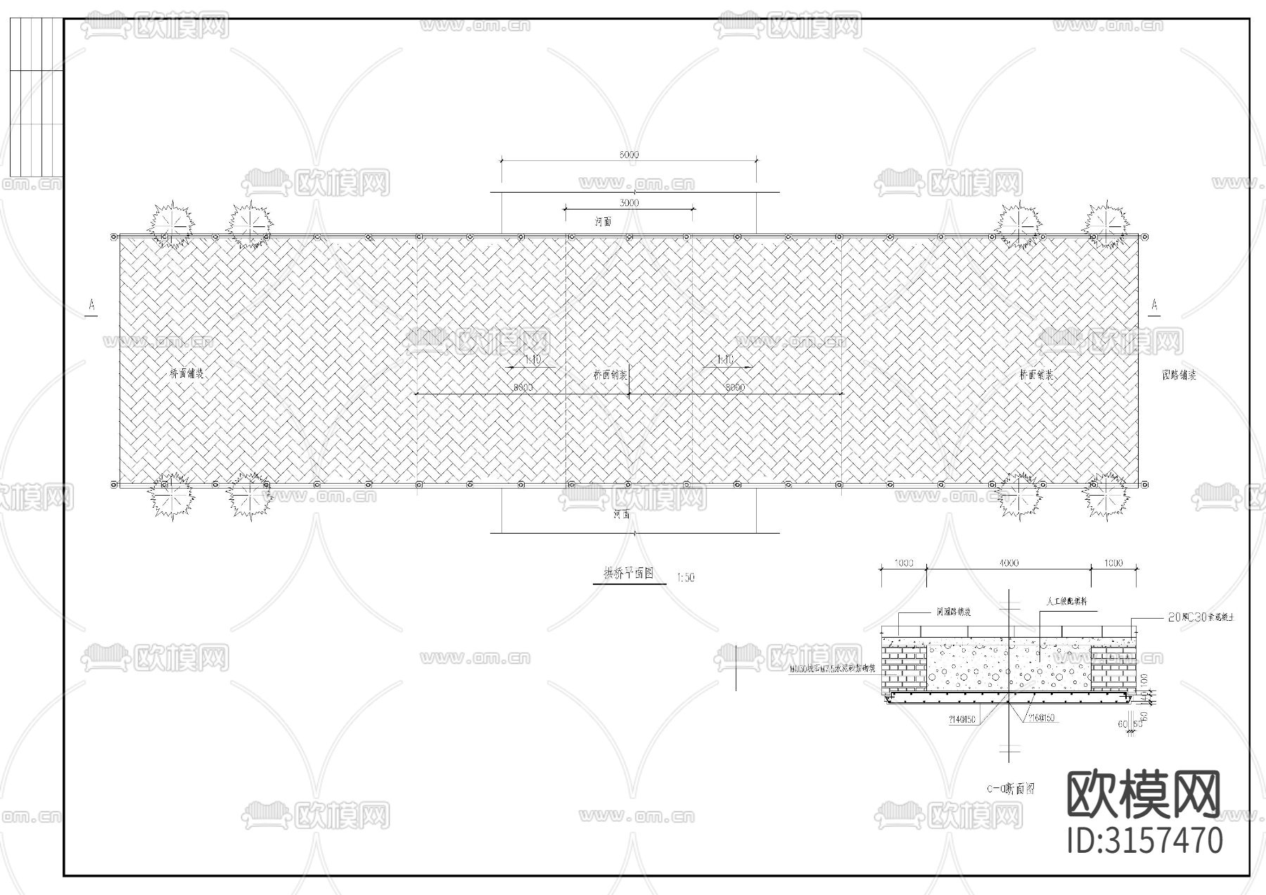 古典石桥建筑图cad大样图下载（渲染图7）