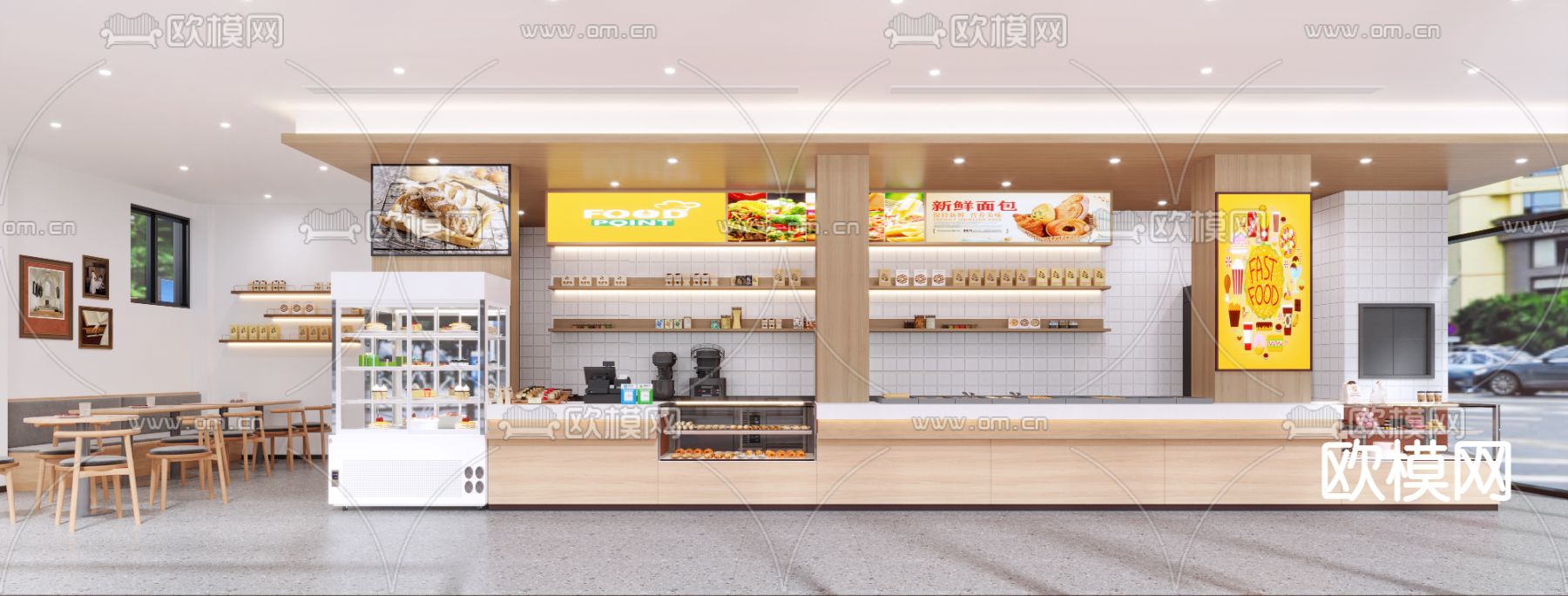甜品店 面包店3d模型下载（渲染图2）