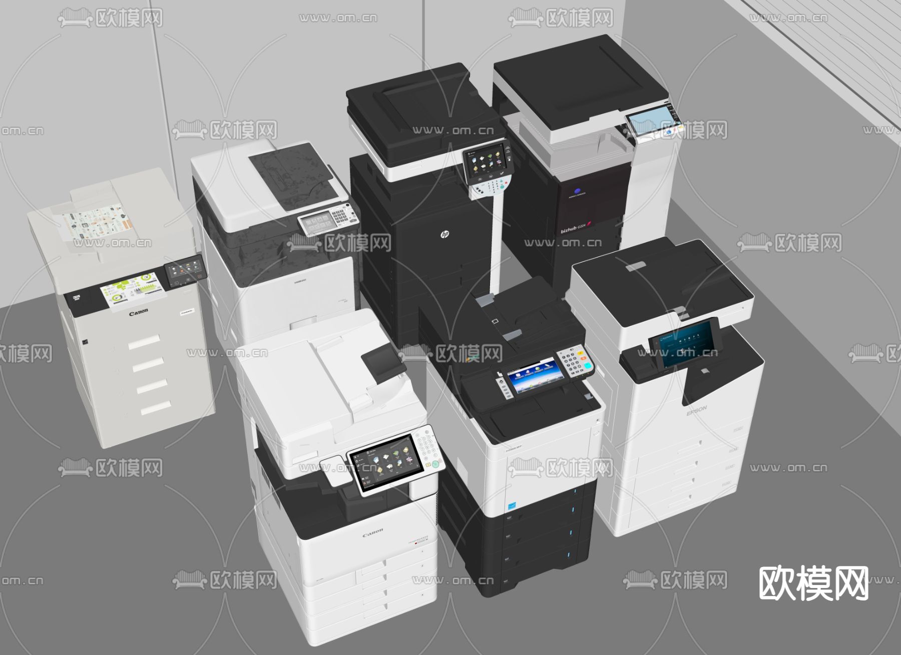打印机 复印机 扫描机su模型下载（渲染图1）