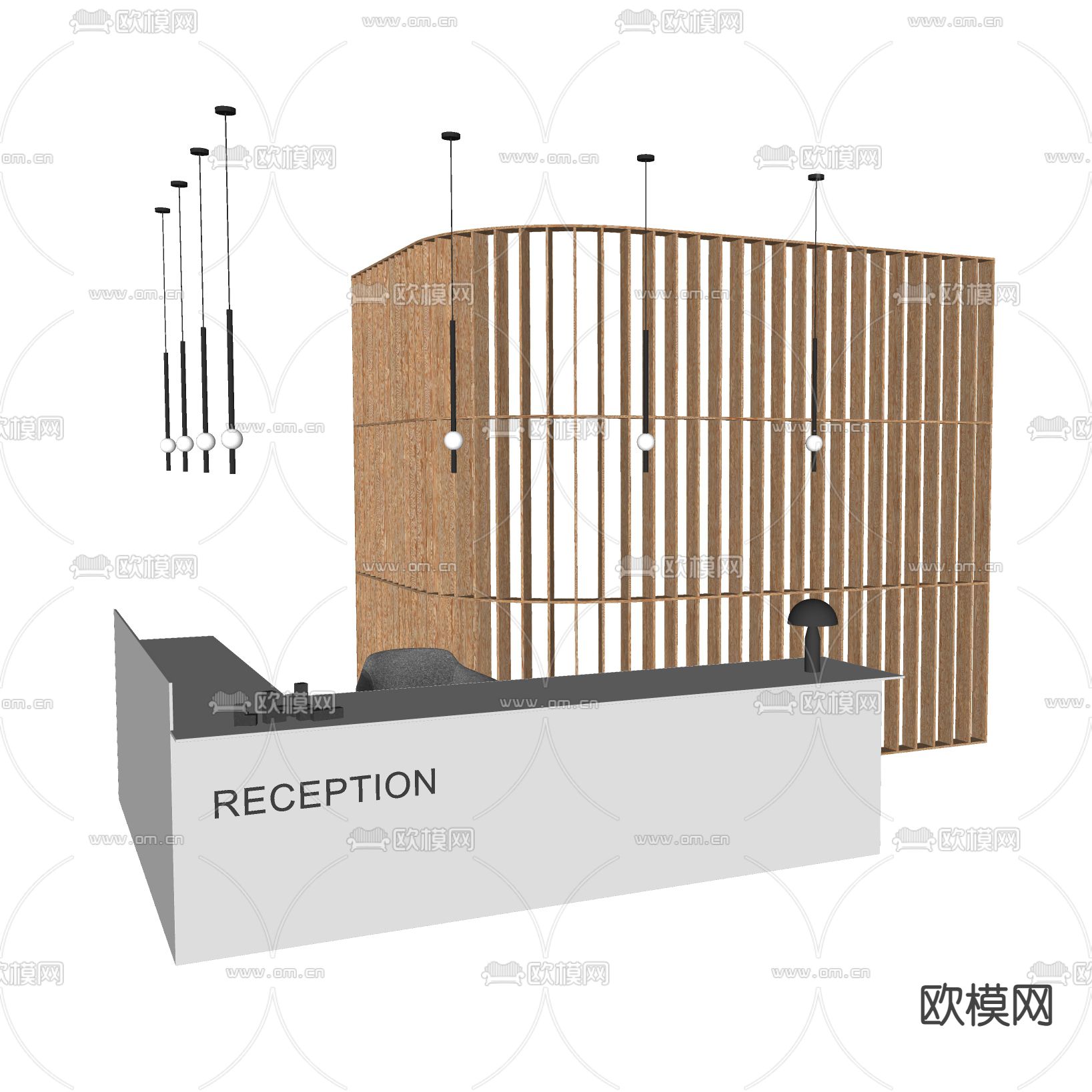 办公接待台su模型下载（渲染图2）