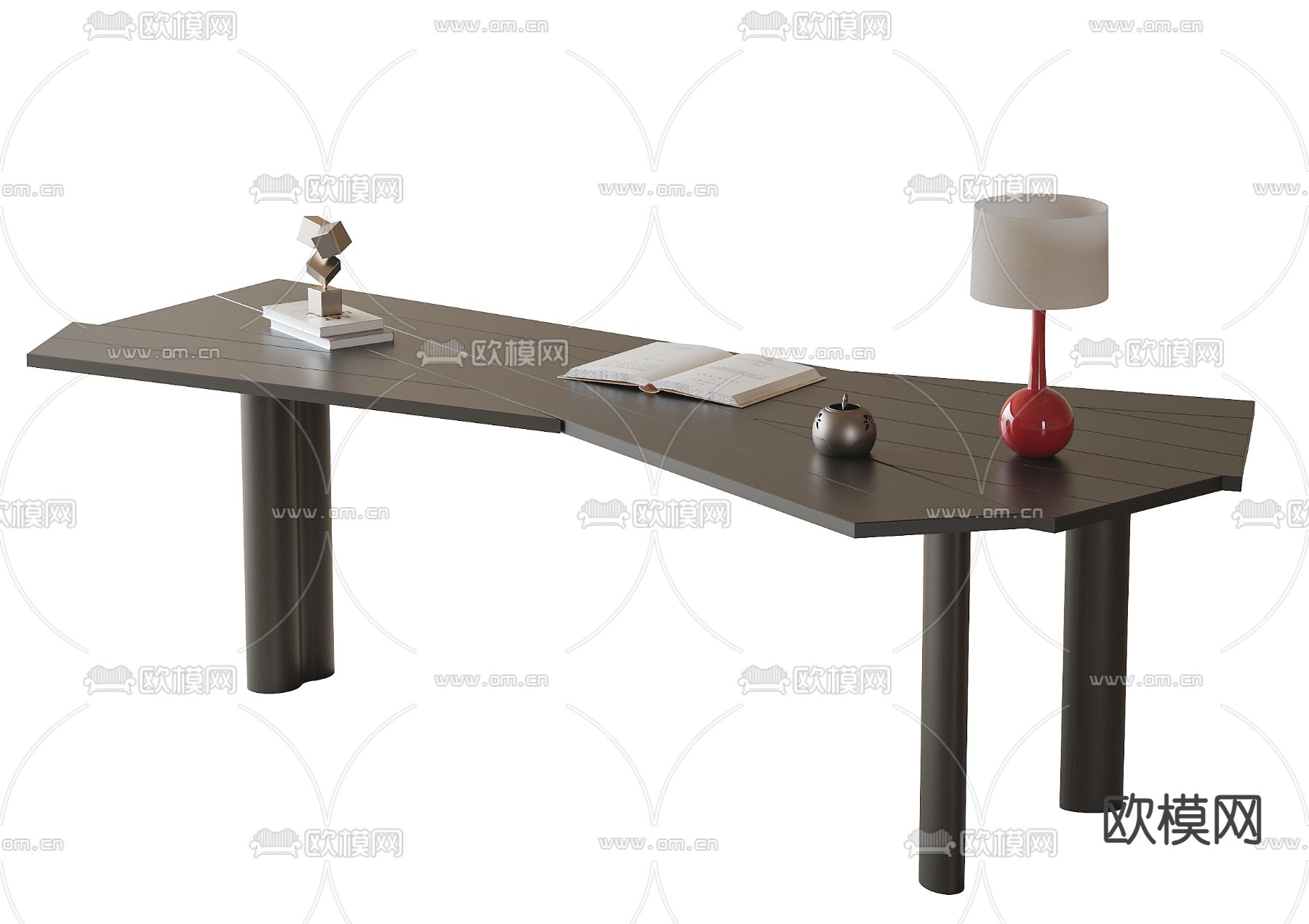 现代书桌 学习桌3d模型下载