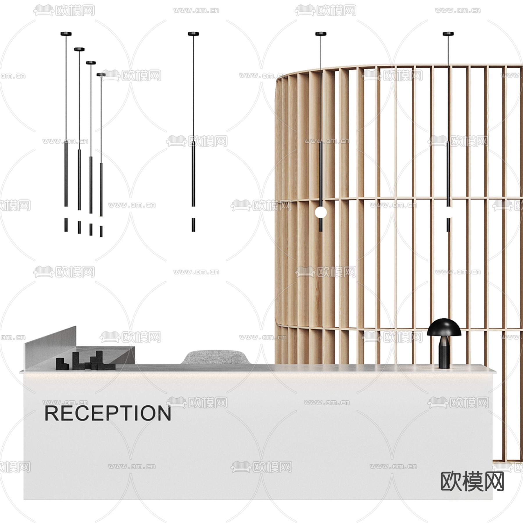 办公接待台su模型下载（渲染图1）