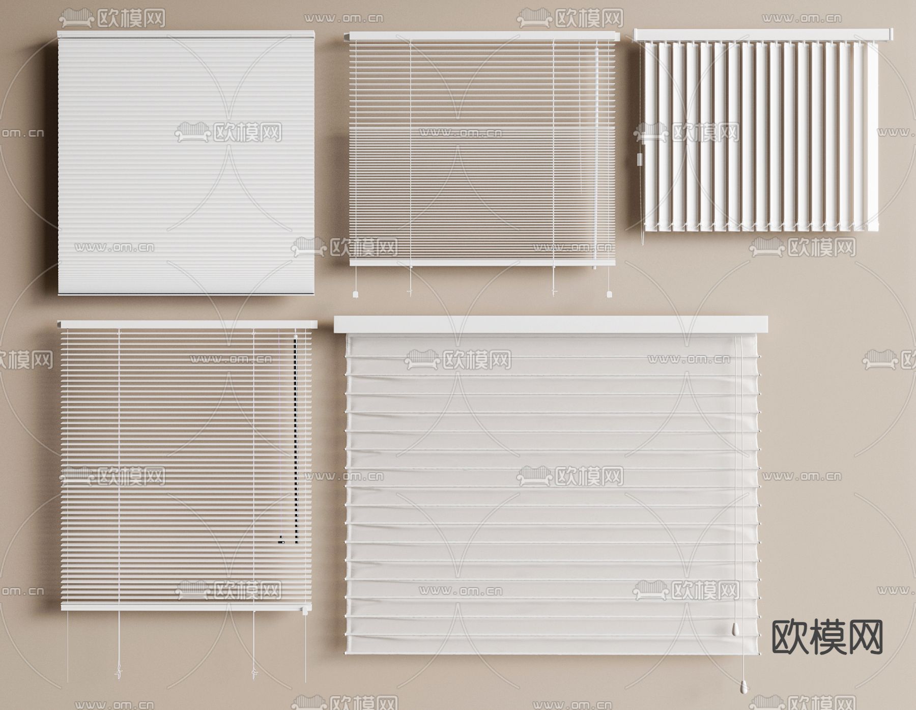现代窗帘 百叶帘3d模型下载