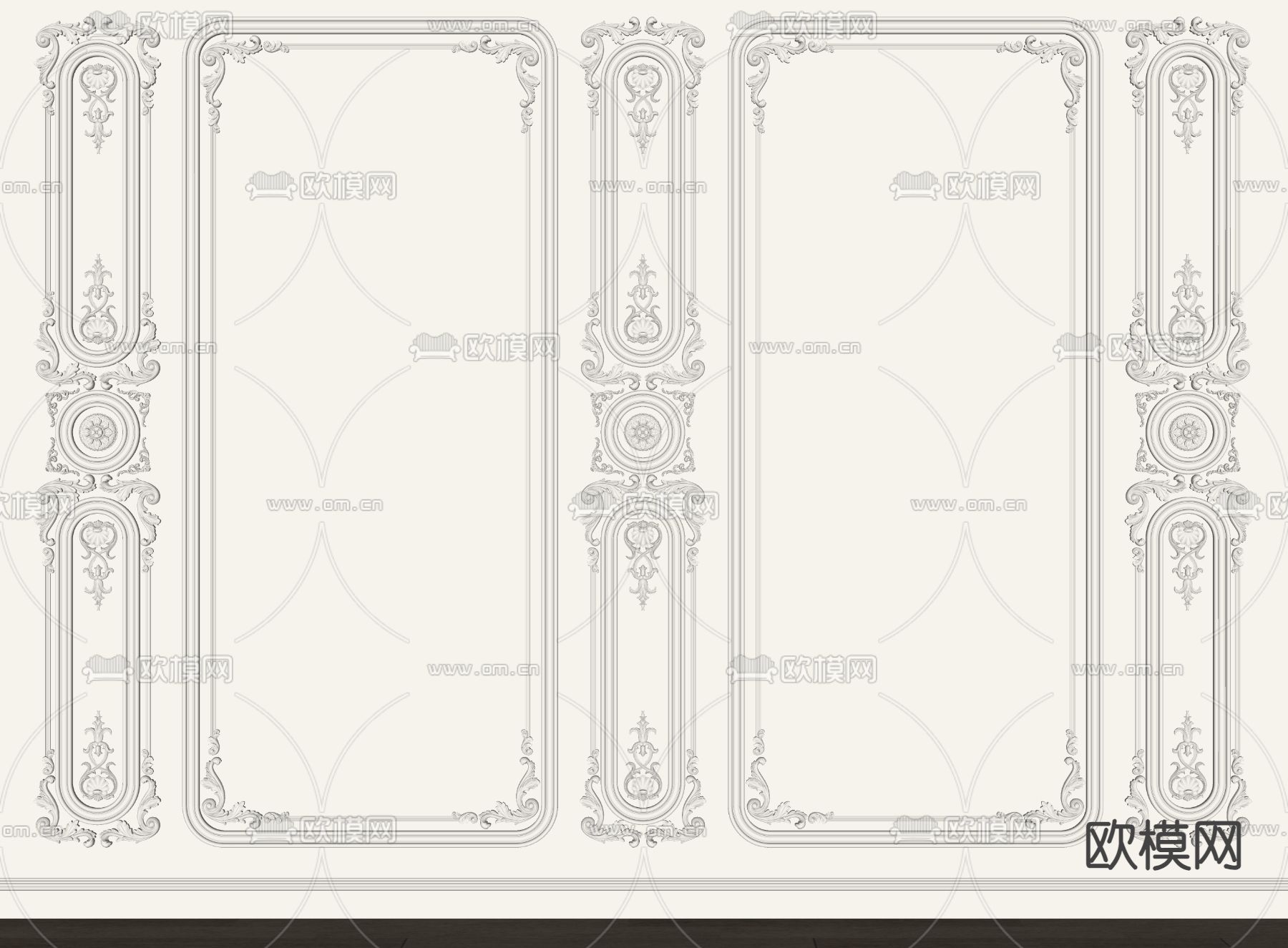 欧式雕花护墙板su模型