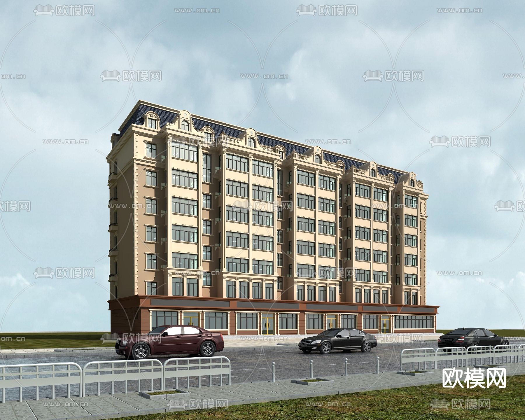 简欧建筑外观 住宅楼3d模型下载