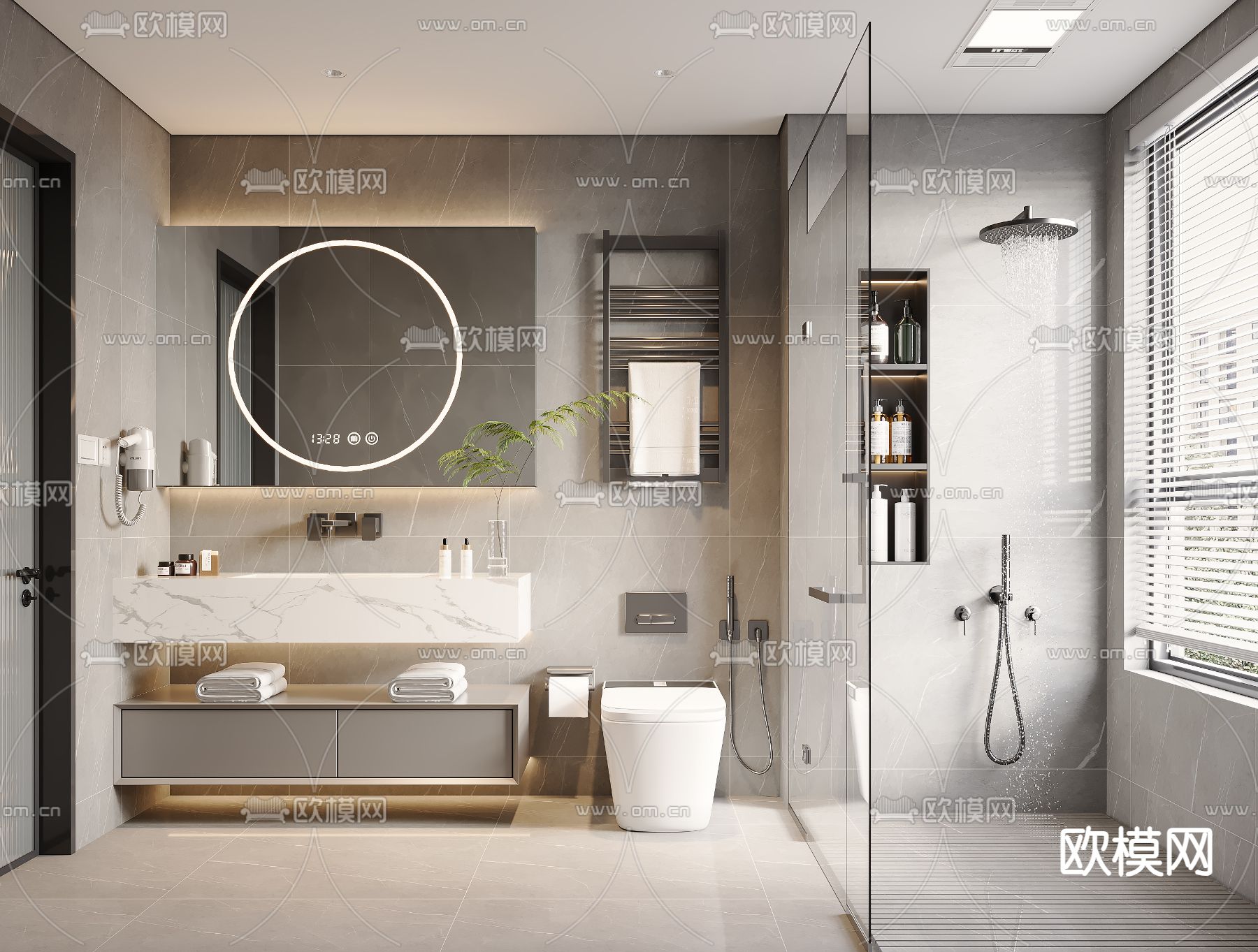 现代卫生间 浴室 洗手间3d模型下载