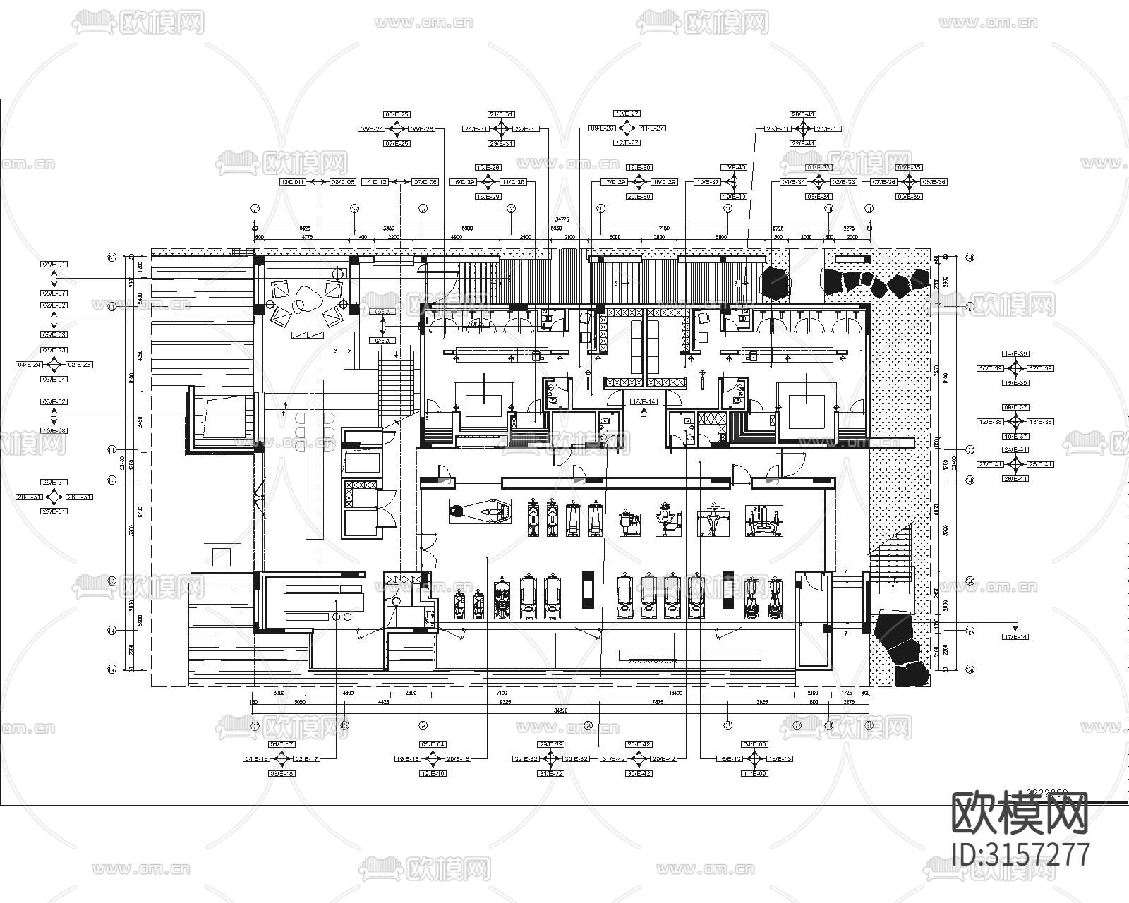 会所cad施工图下载（渲染图7）