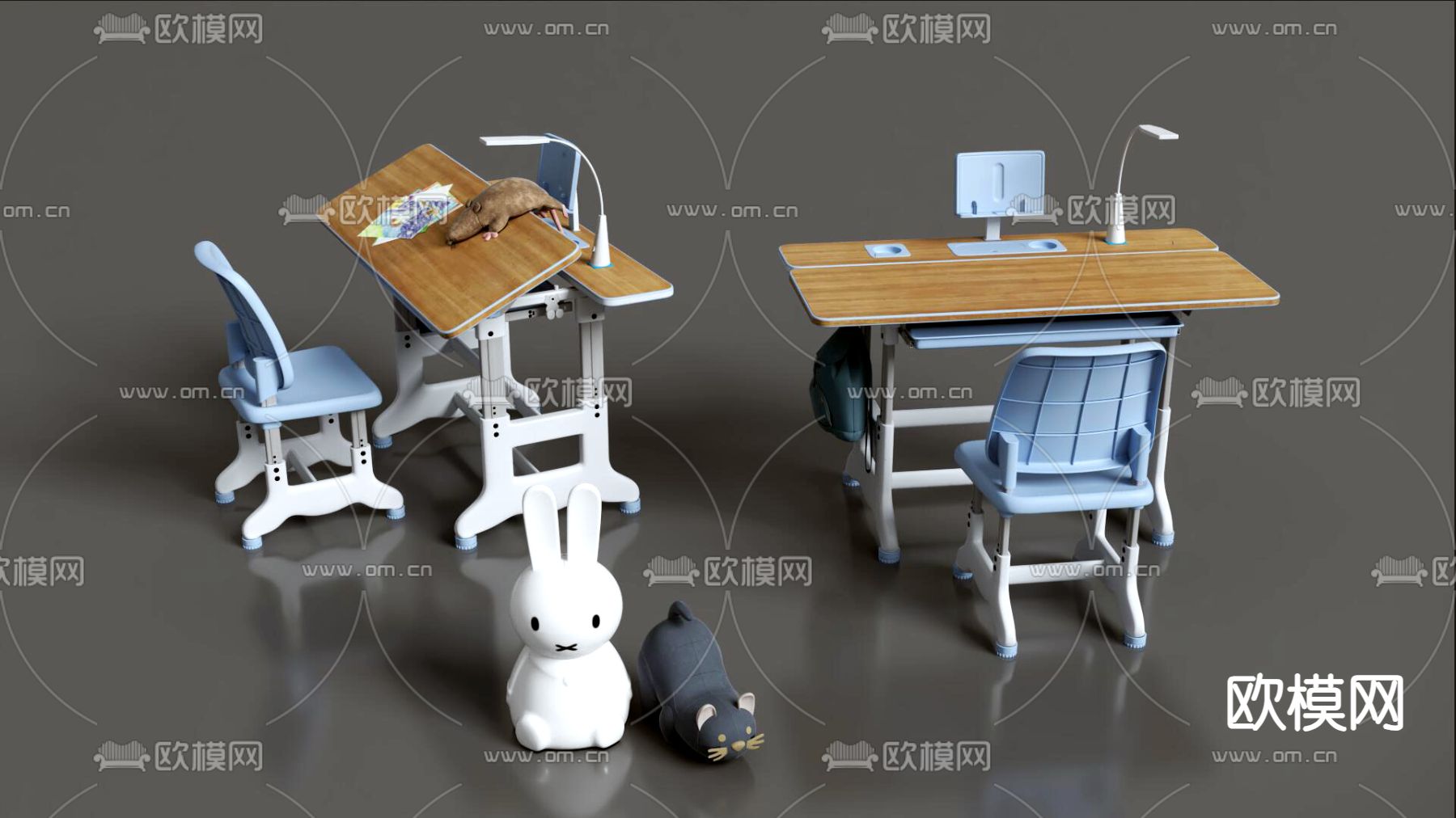 儿童书桌 学习桌 升降桌3d模型下载