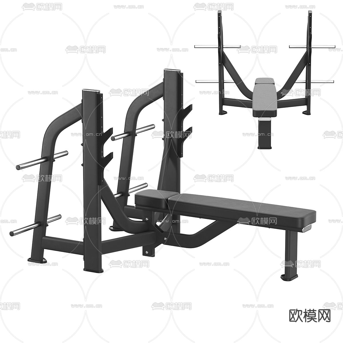 健身器材 卧推架3d模型下载