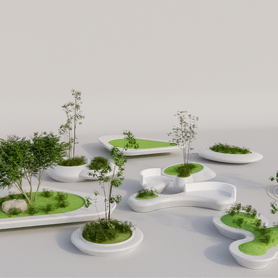  现代景观树池su模型 